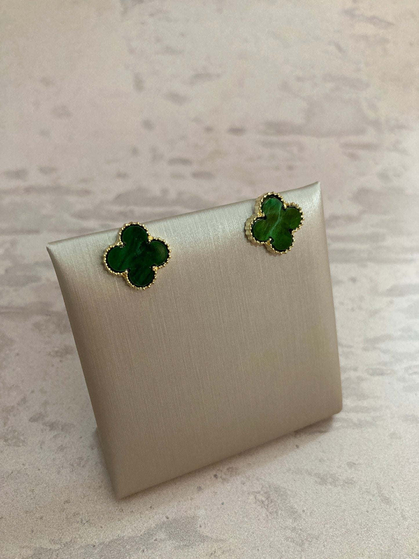 Emerald Green Clover Stud Earrings (ST422)