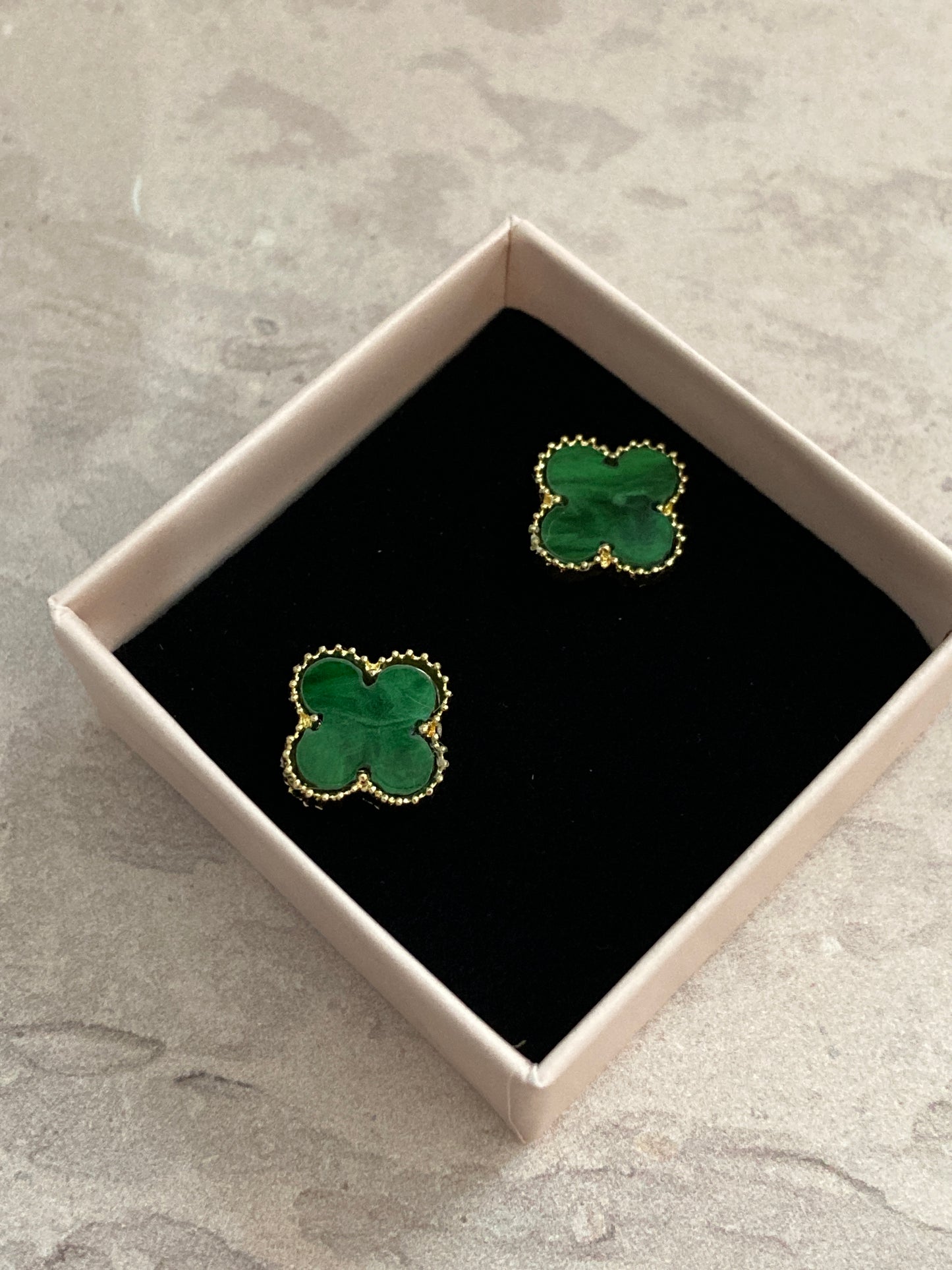 Emerald Green Clover Stud Earrings (ST422)