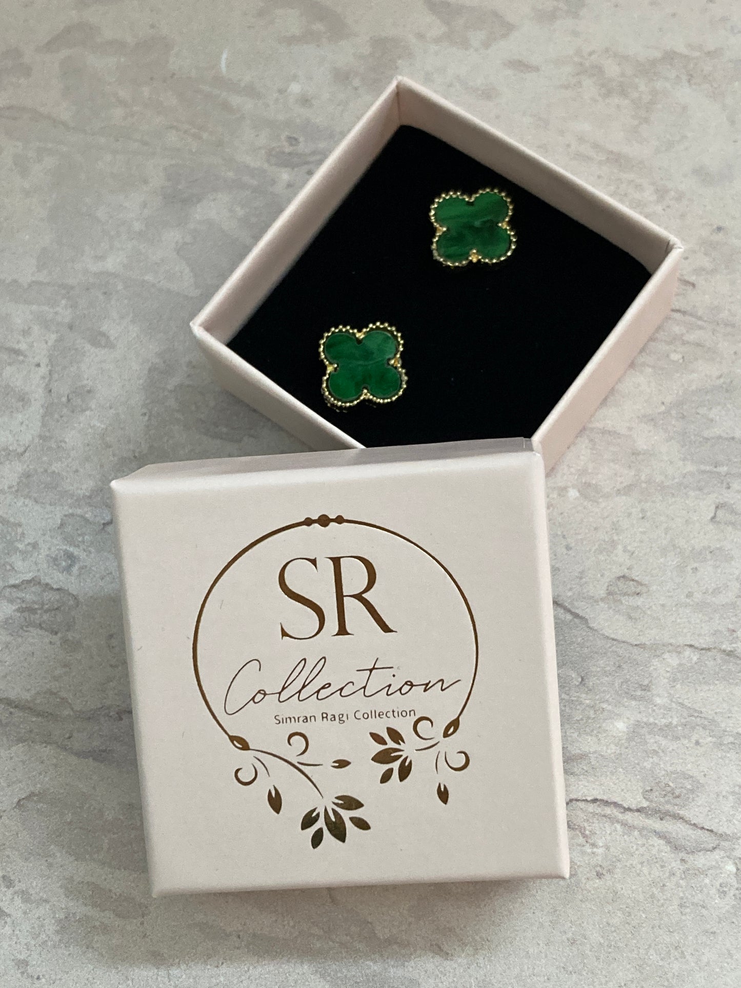 Emerald Green Clover Stud Earrings (ST422)