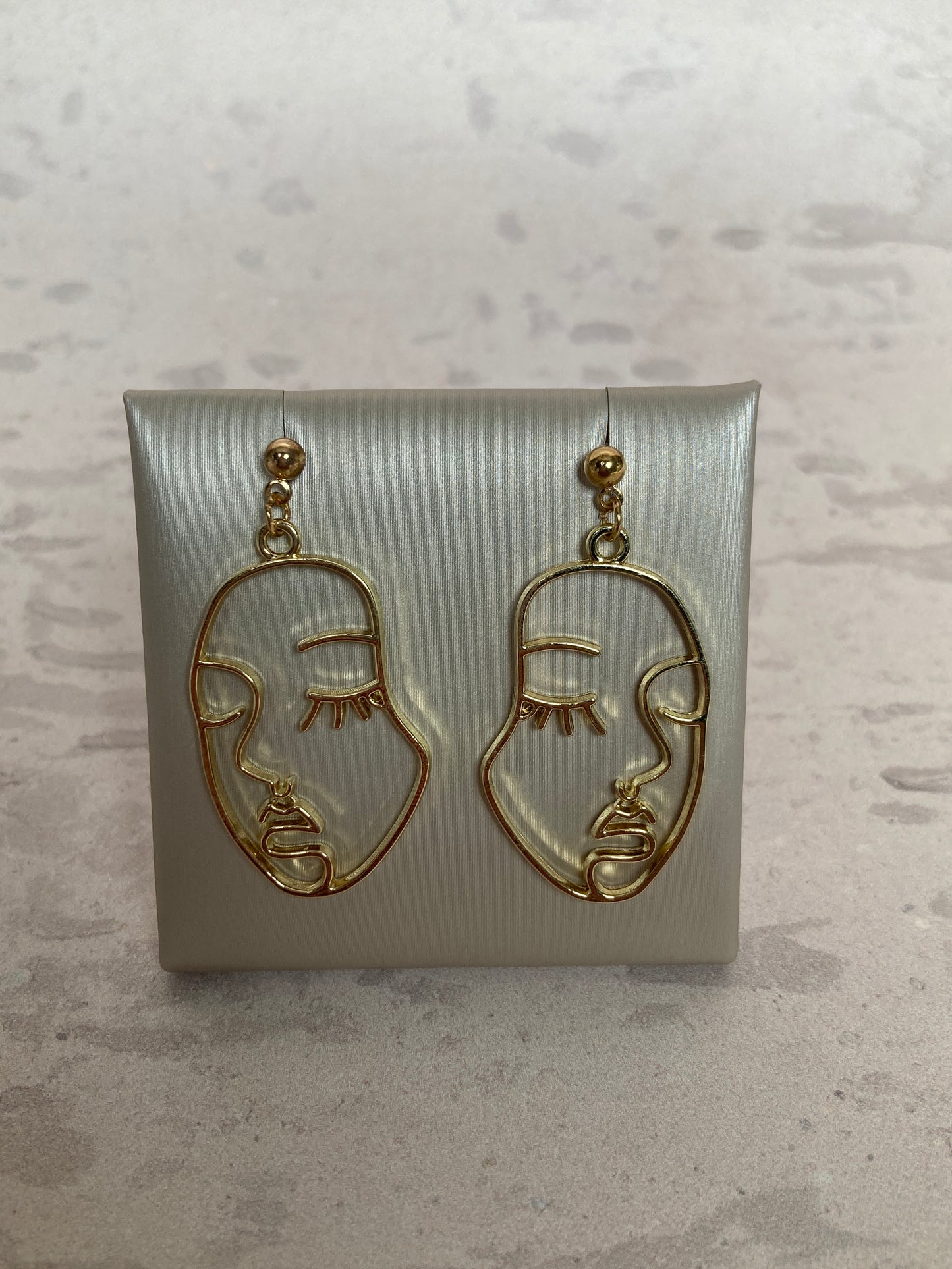 Gold Abstract Women's Face Earrings (ST564)