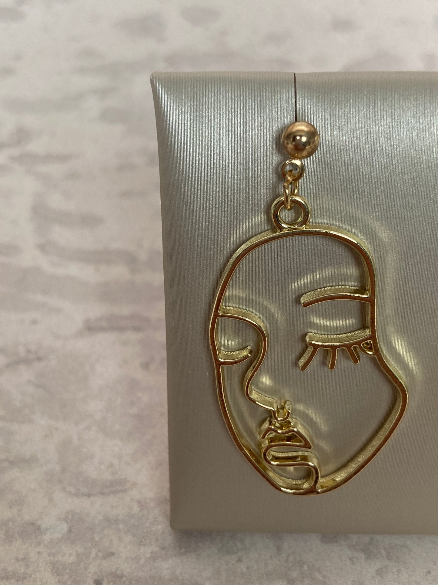 Gold Abstract Women's Face Earrings (ST564)