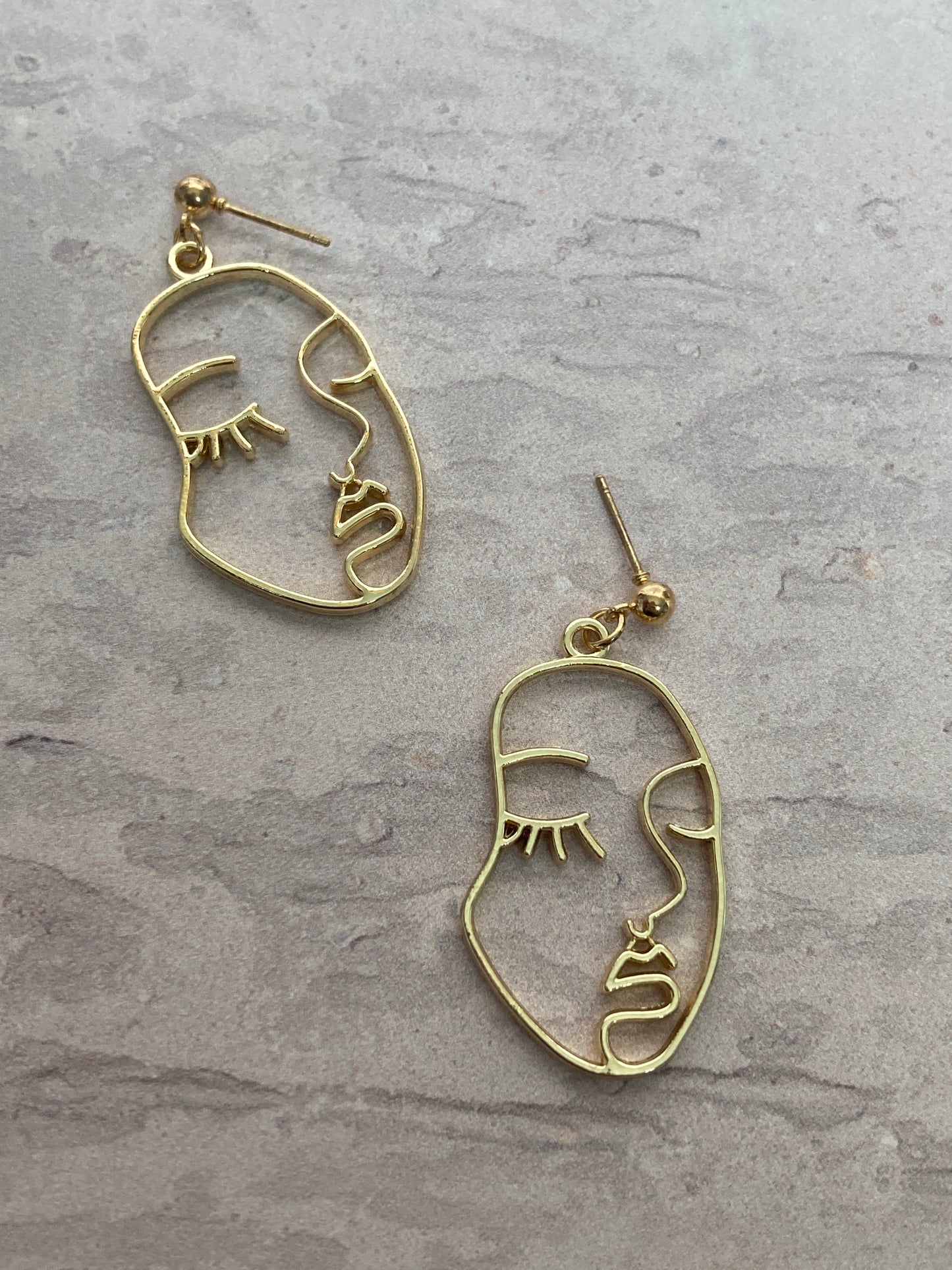 Gold Abstract Women's Face Earrings (ST564)