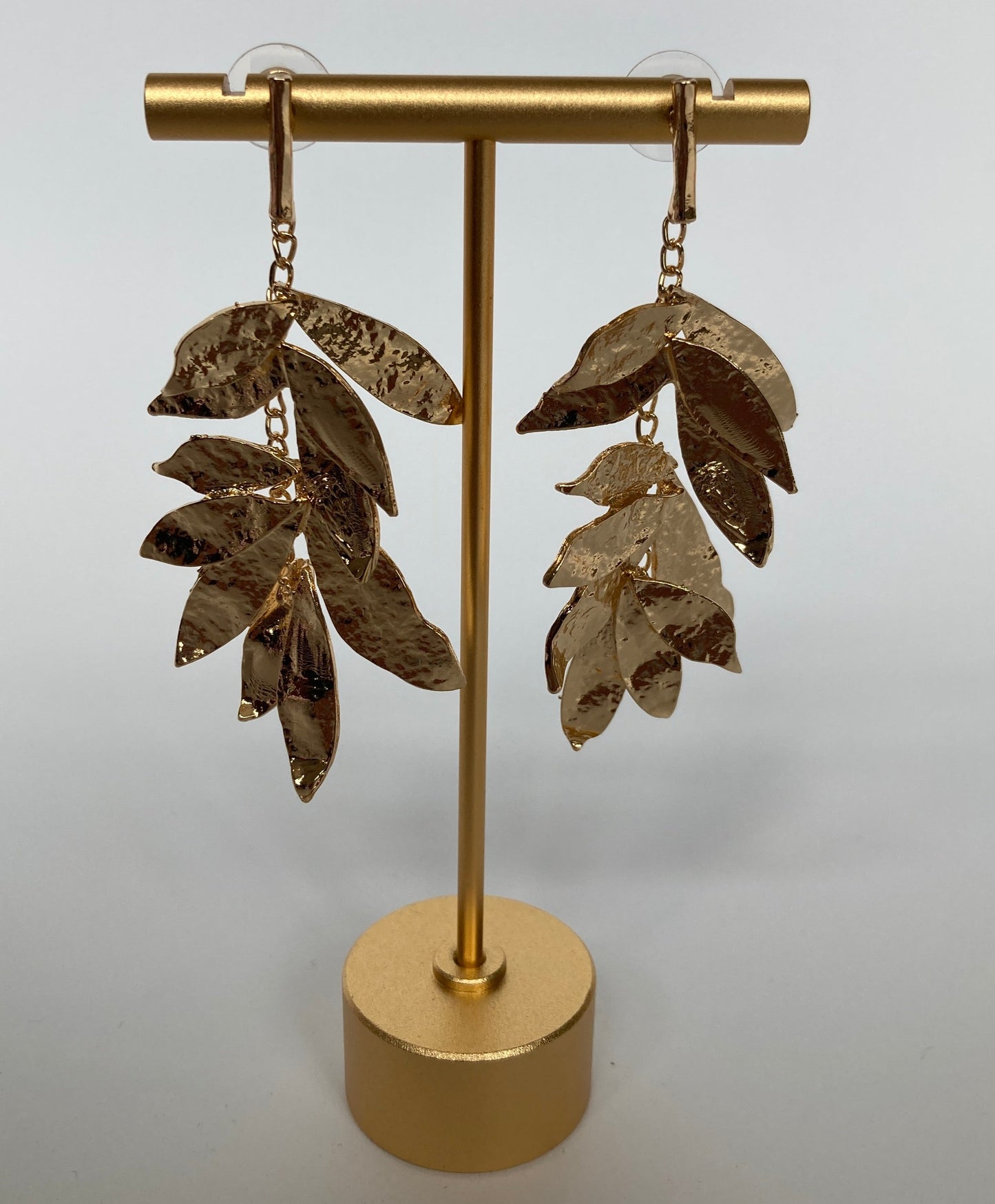 Embossed Leaf Drop Earrings (ST358)