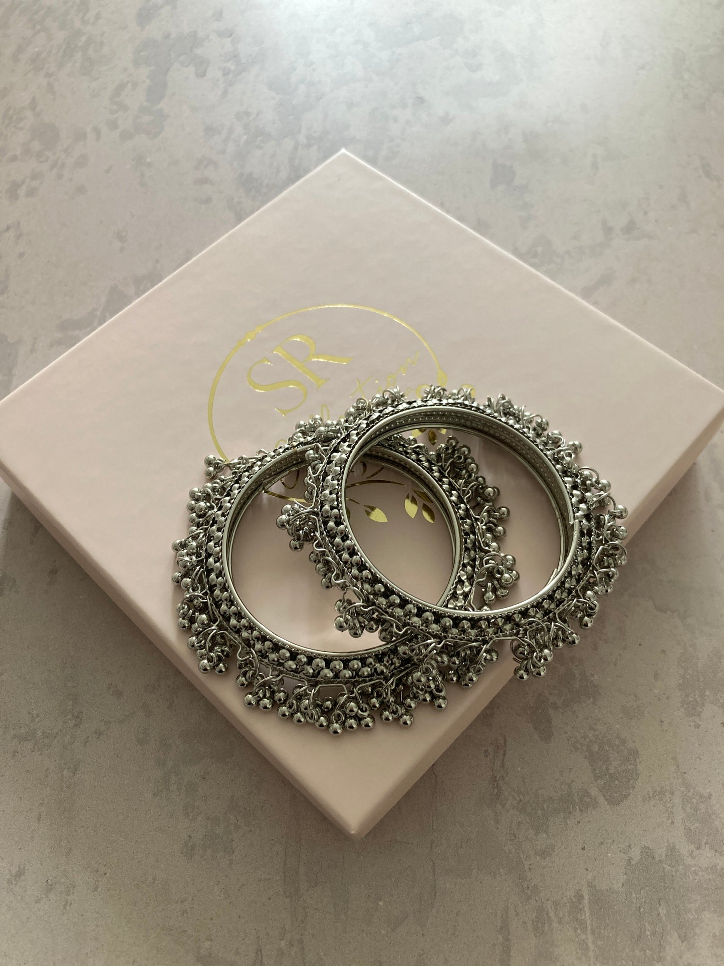 Sehmat Silver Plated Ghungroo Bangles (2.8) (ST780)