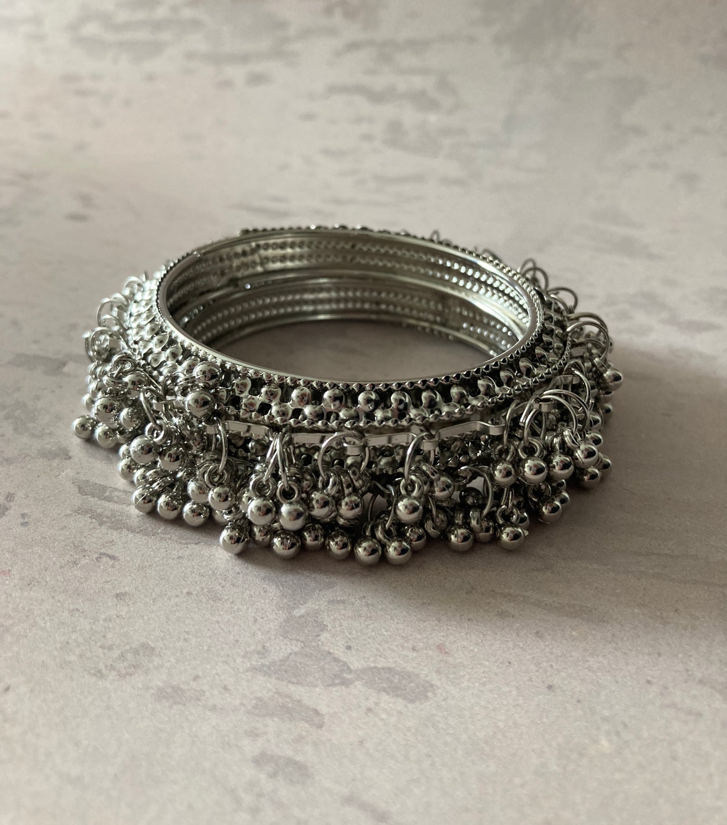 Sehmat Silver Plated Ghungroo Bangles (2.6) (ST780)