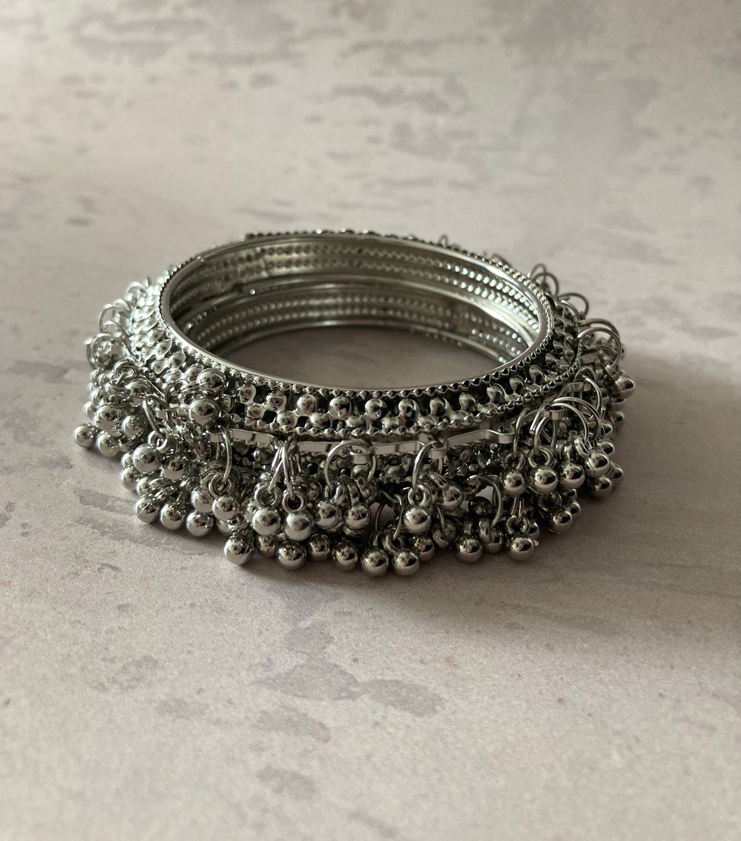 Sehmat Silver Plated Ghungroo Bangles (2.8) (ST780)