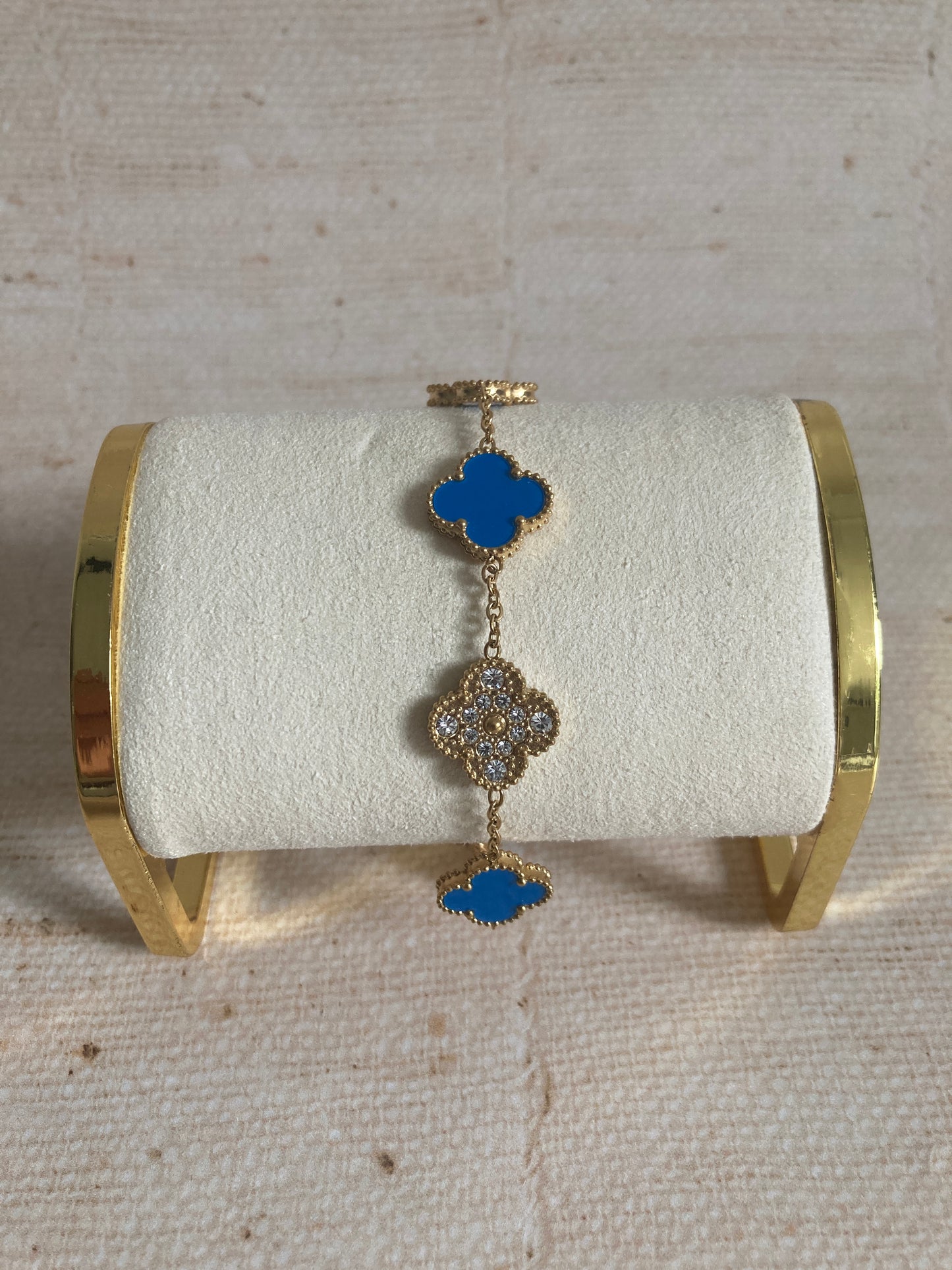 Christa 18K Gold Plated Clover Bracelet (ST838) (Blue)