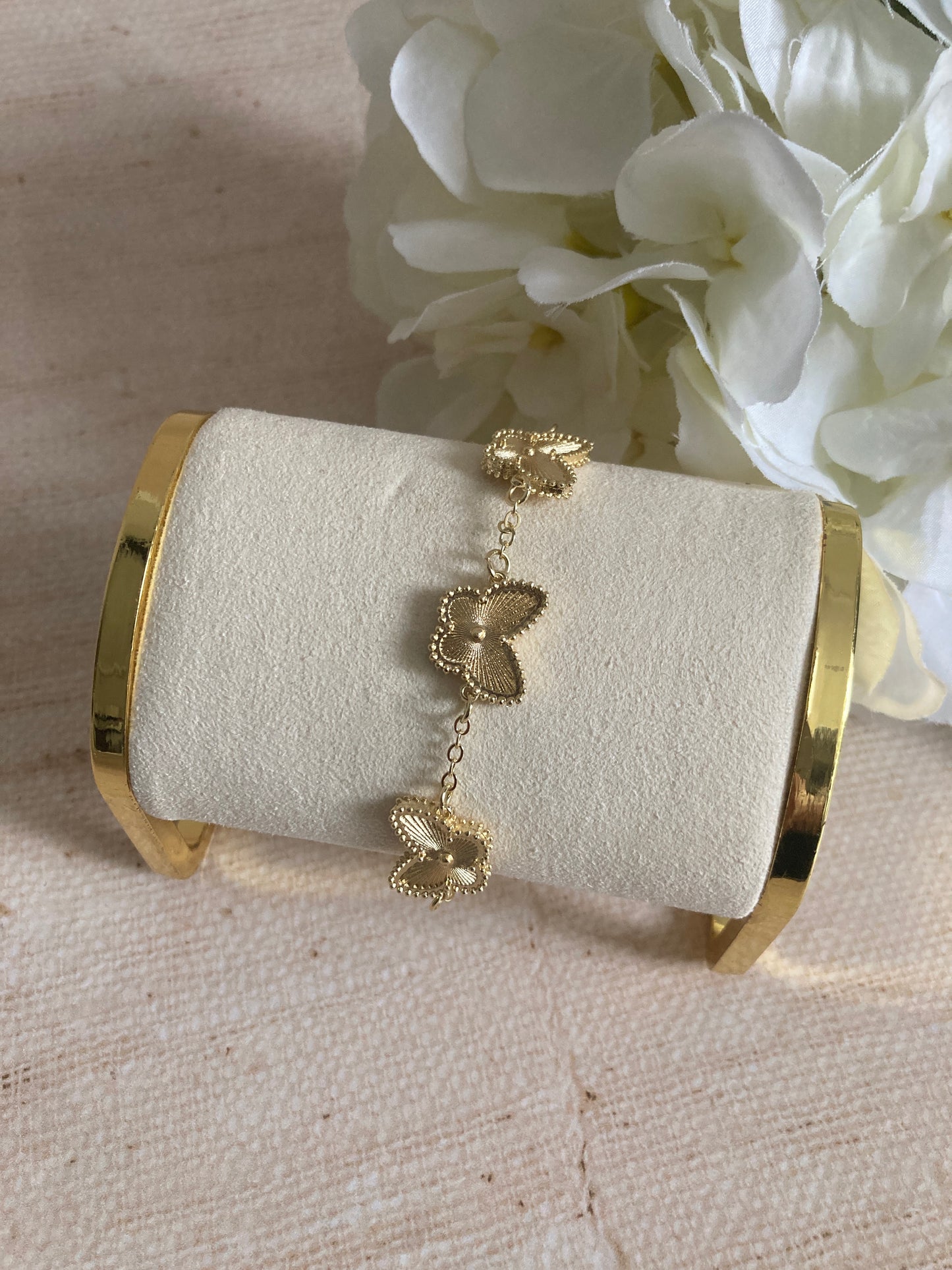 Gold Double Sided Butterfly Bracelet (ST989)