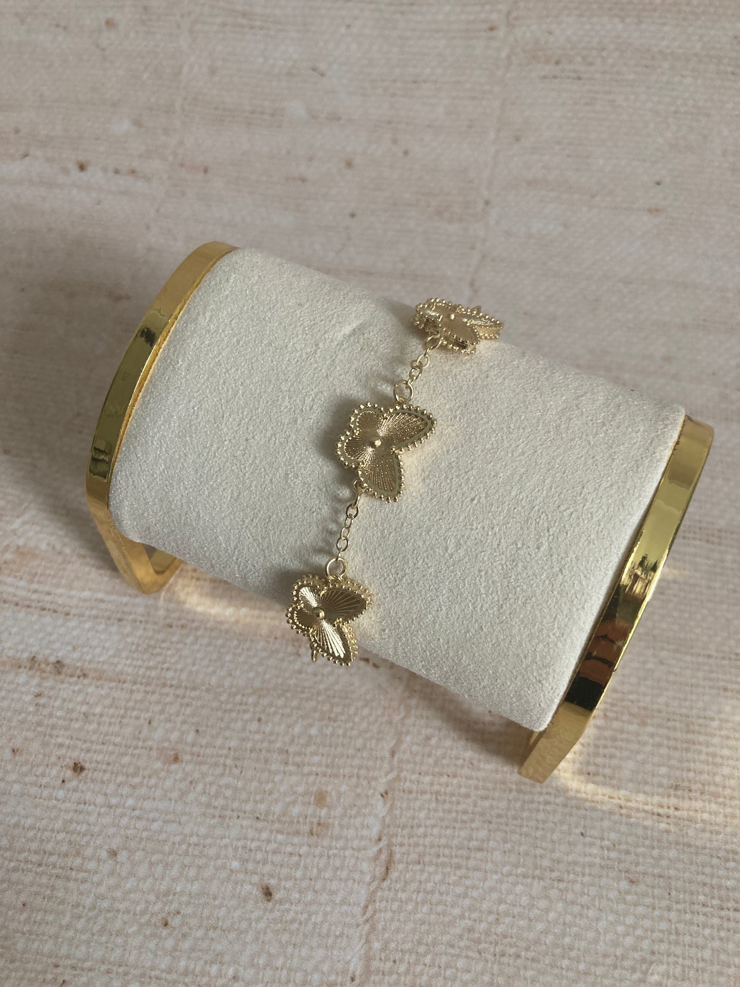 Gold Double Sided Butterfly Bracelet (ST989)