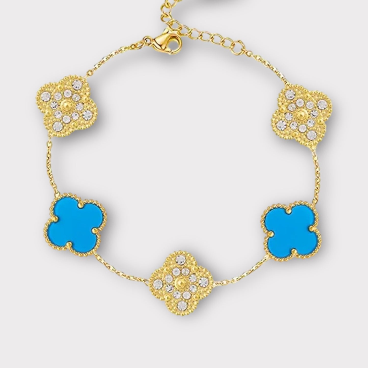 Christa 18K Gold Plated Clover Bracelet (ST838) (Blue)