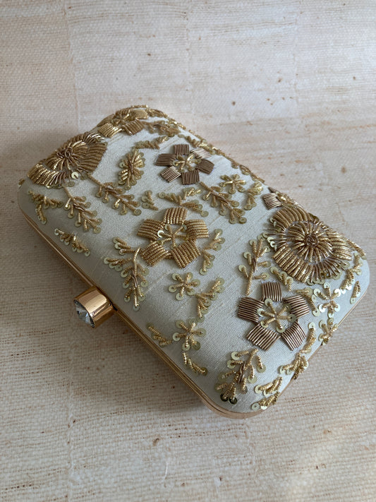 Faryal Handcrafted Clutch (Gold)(ST139)