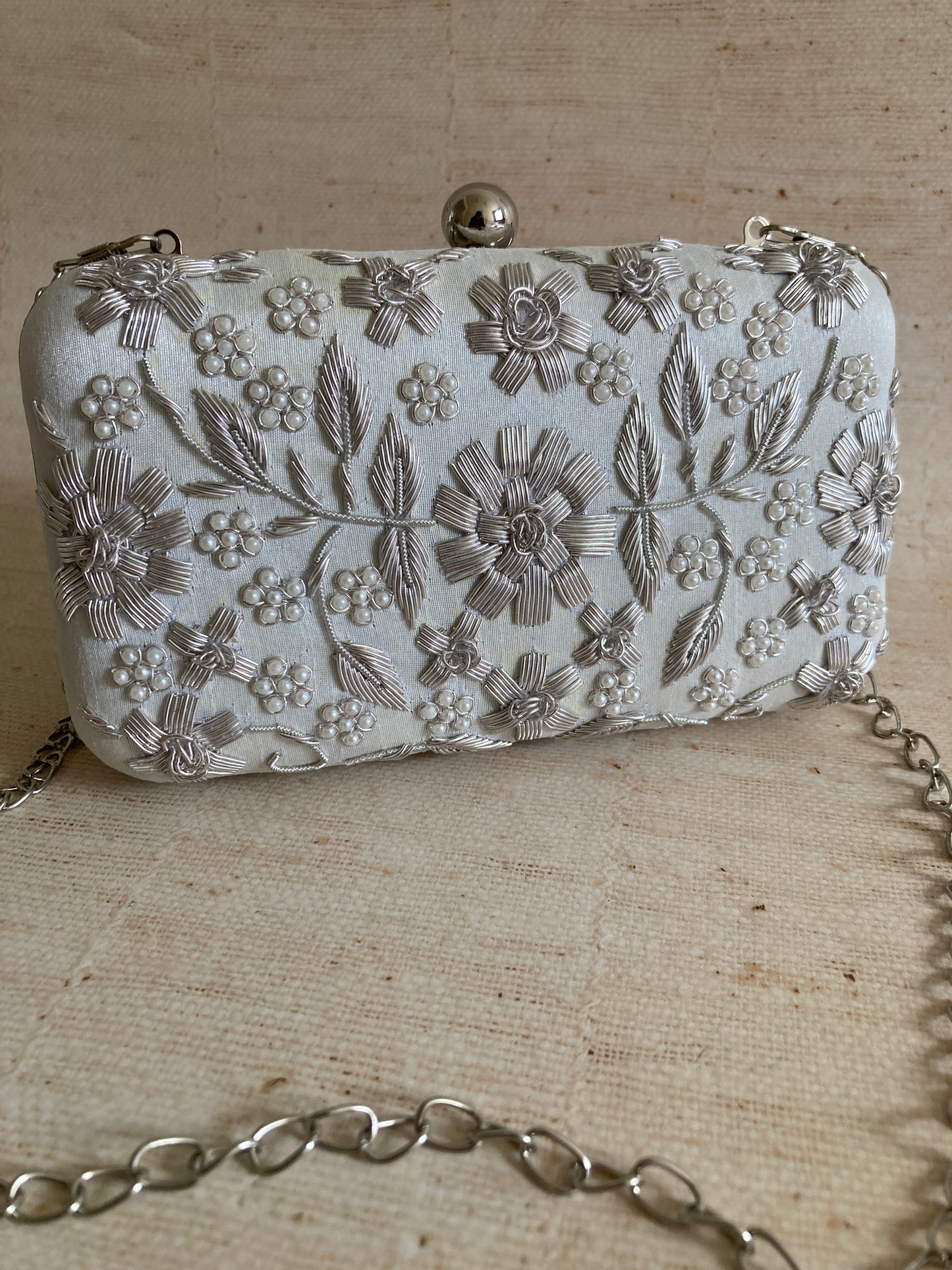 Alina (Rectangular Clutch) (White Grey) (ST859)