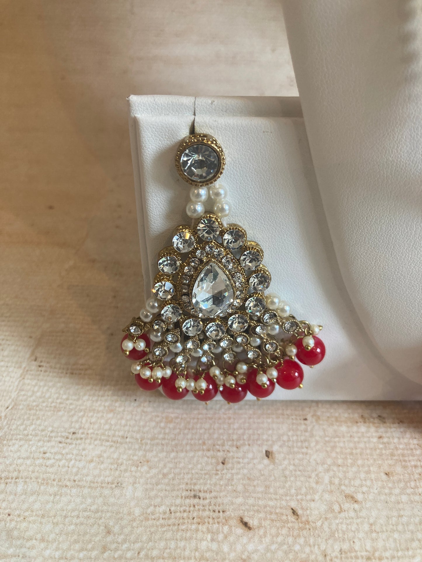 Naaz Gold Plated Meenakari And Pearl Set (ST176) (Red And Silver)