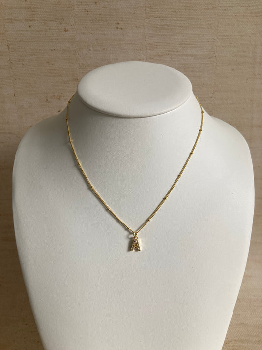 A Initial Zirconia Gold Pendant Necklace (ST991)