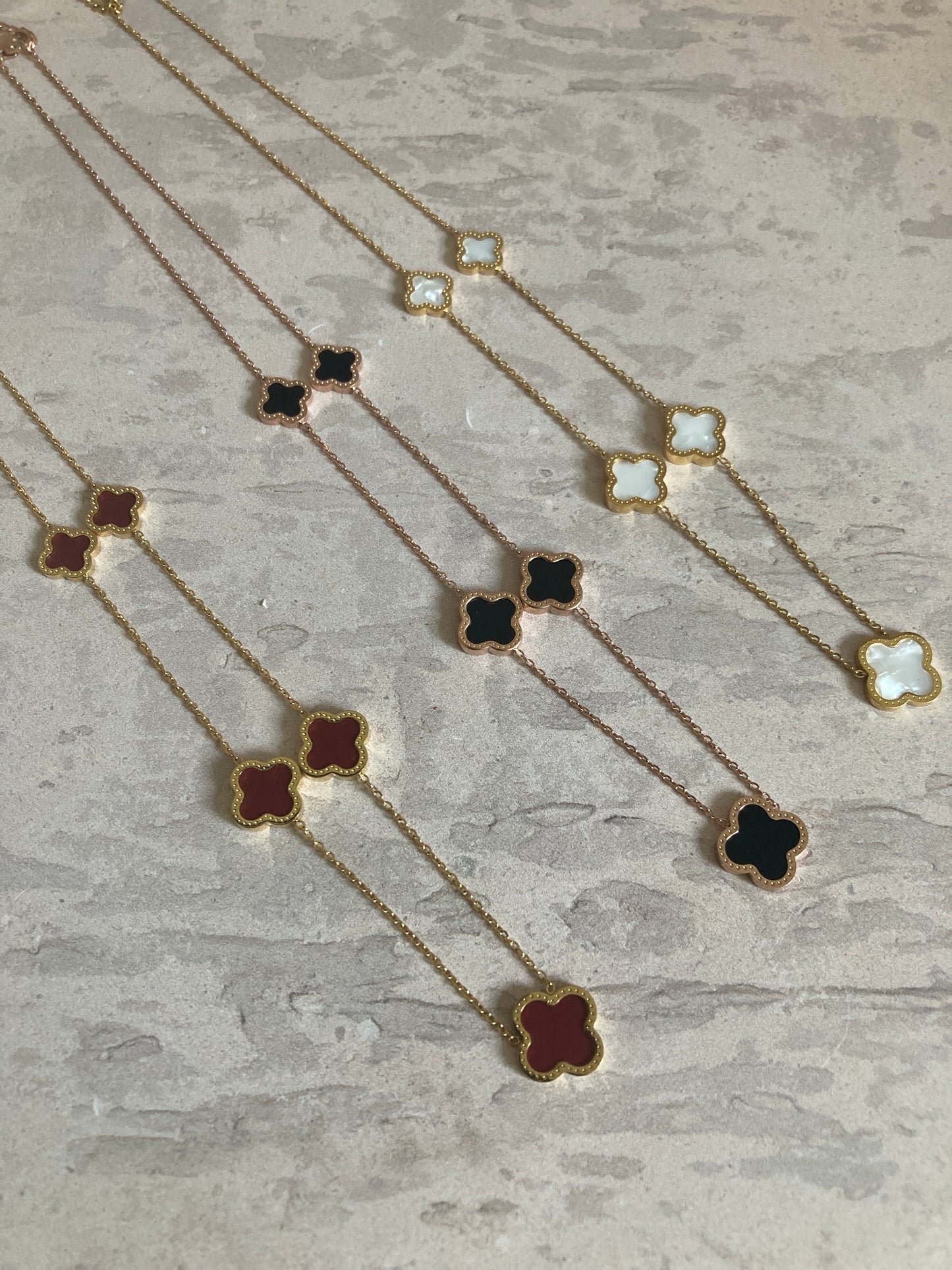 Gold Maroon 4 Leaf Necklace