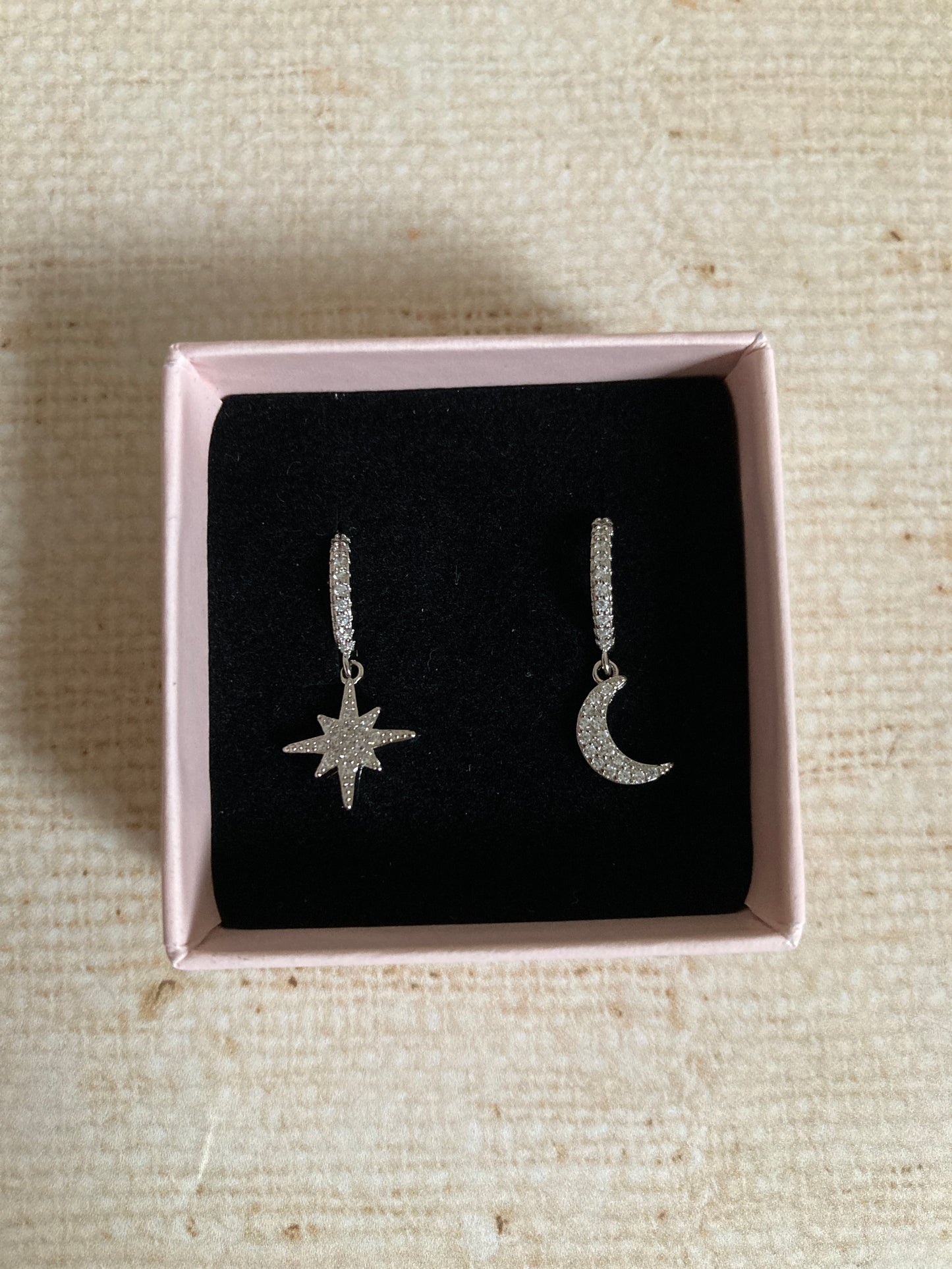 Silver Moon and Star Hoop Earrings (ST994)