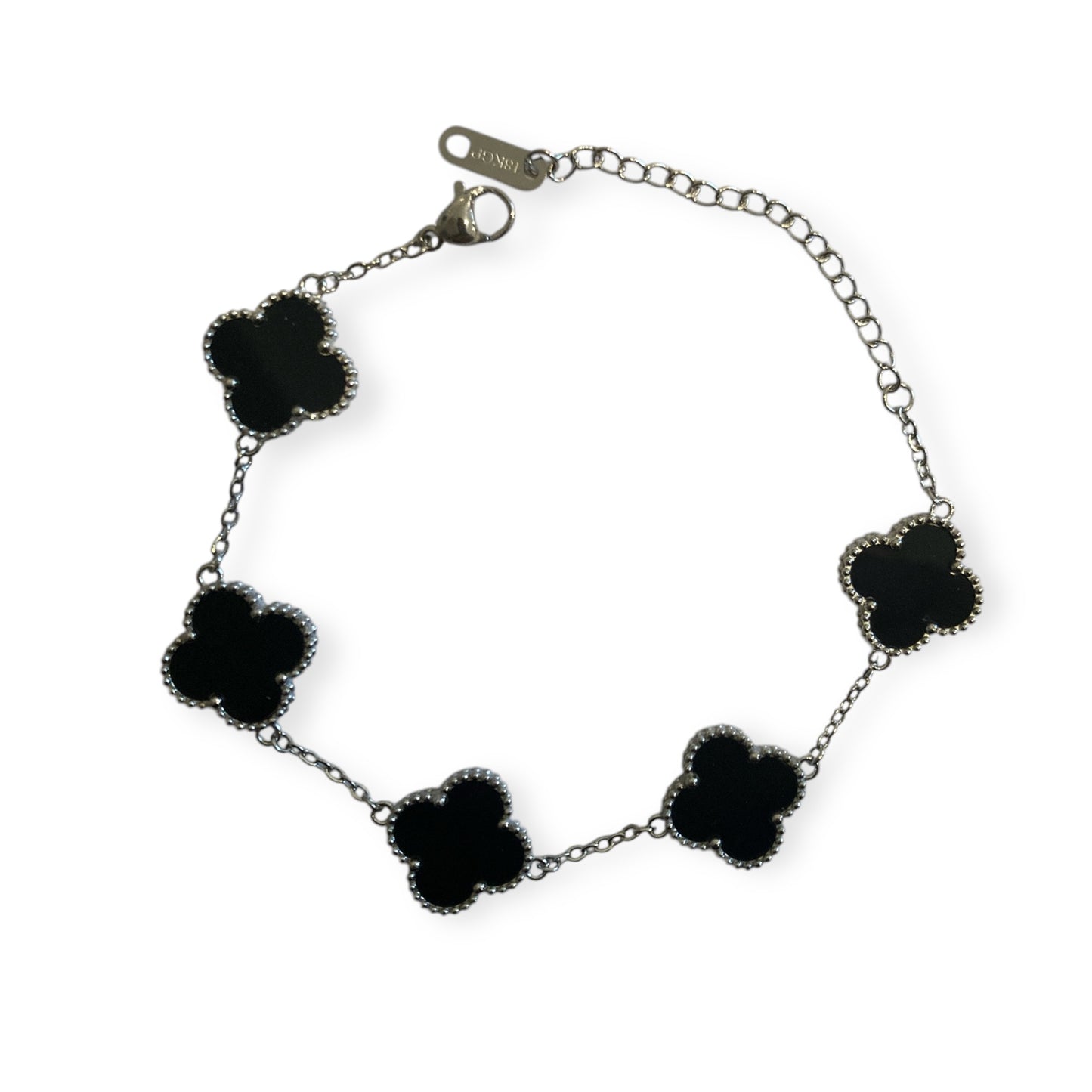 Adina Clover Bracelet (ST374) (Silver Black)