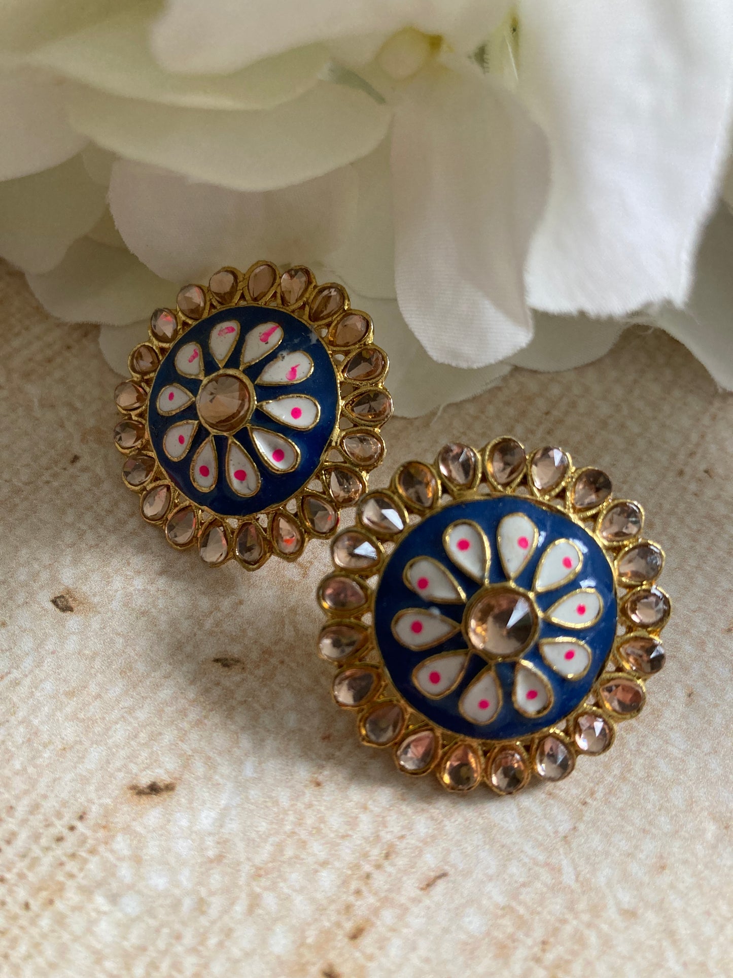 Pari Meenakari Stud Earrings (Blue) (ST1007)