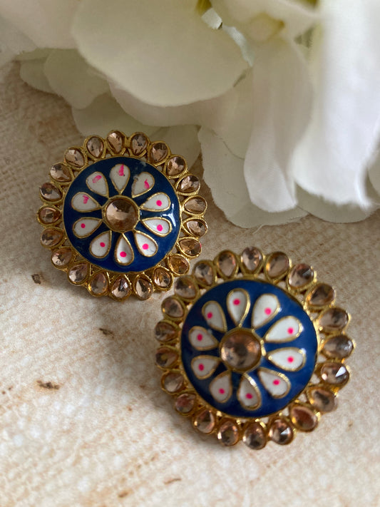 Pari Meenakari Stud Earrings (Blue) (ST1007)