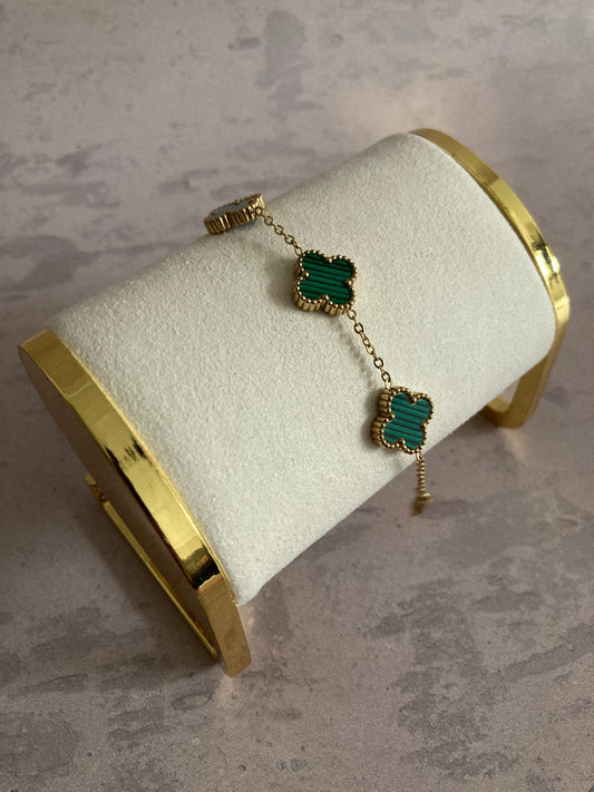 Buy Gold Green Adina Clover Bracelet