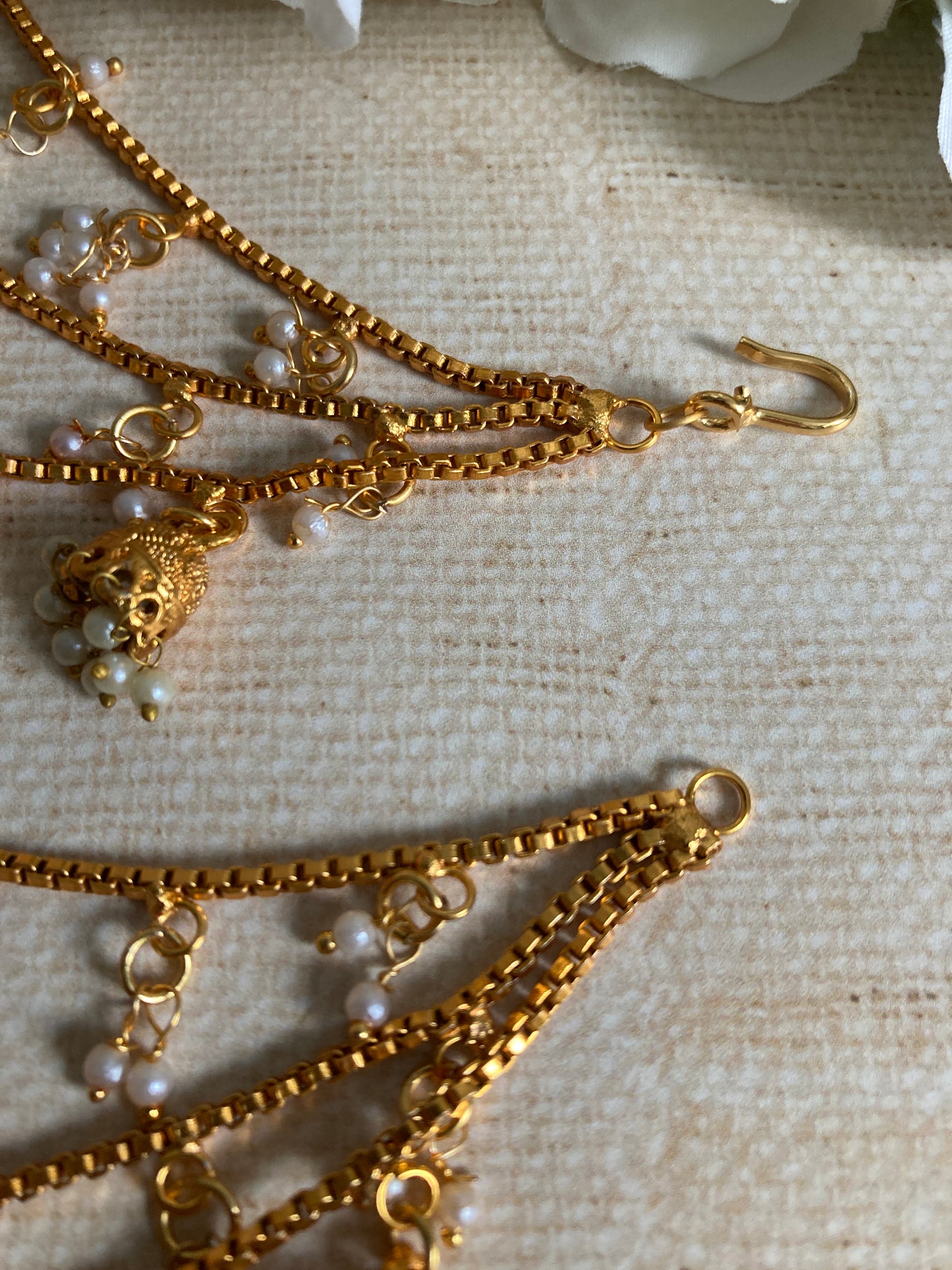 Gold Gold Plated Pearl Ear Chains/Kaan Chain (ST993)