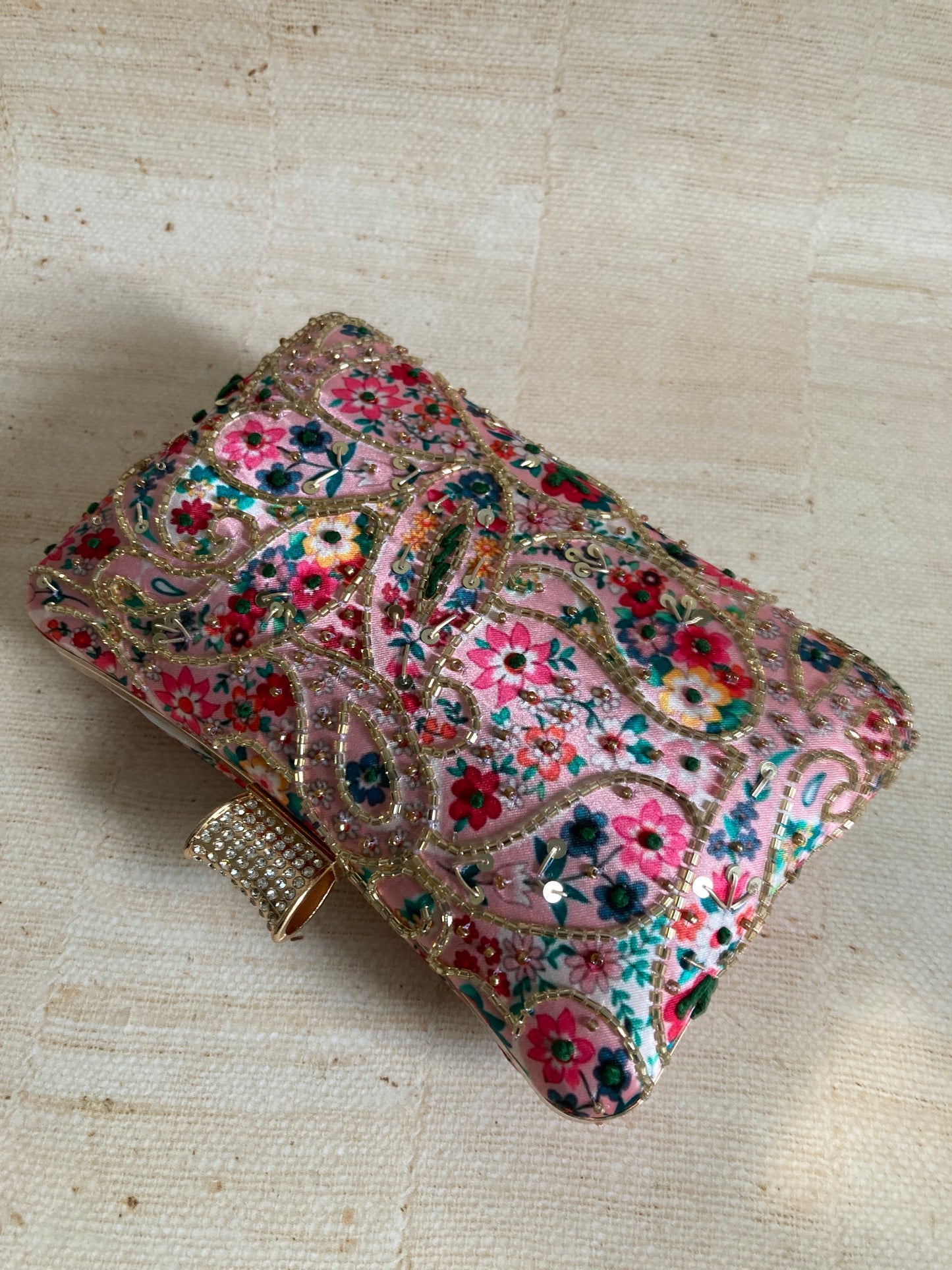 Rosalie Floral Rectangular Clutch (ST1005) (Pink Multicoloured)