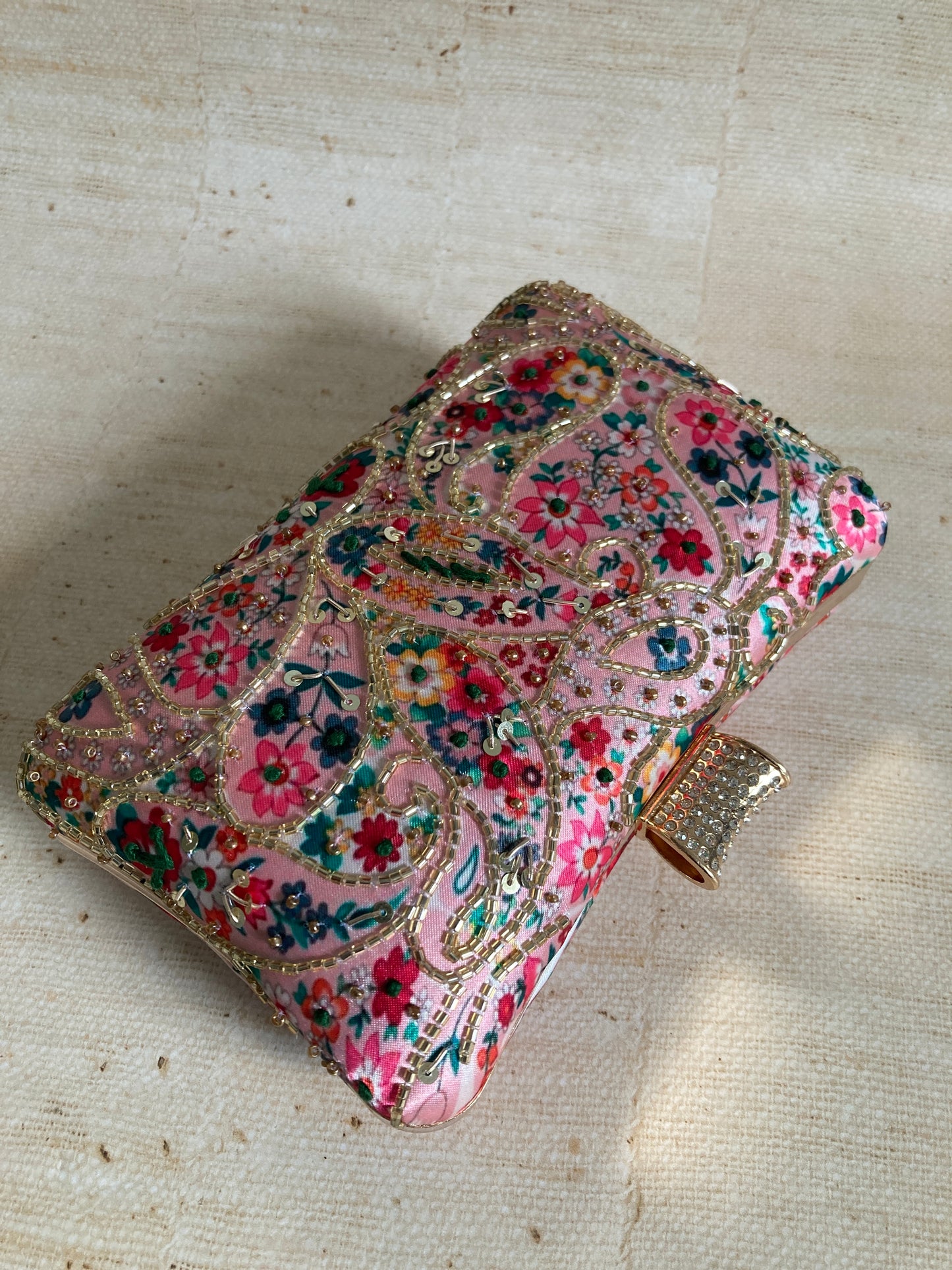 Rosalie Floral Rectangular Clutch (ST1005) (Pink Multicoloured)