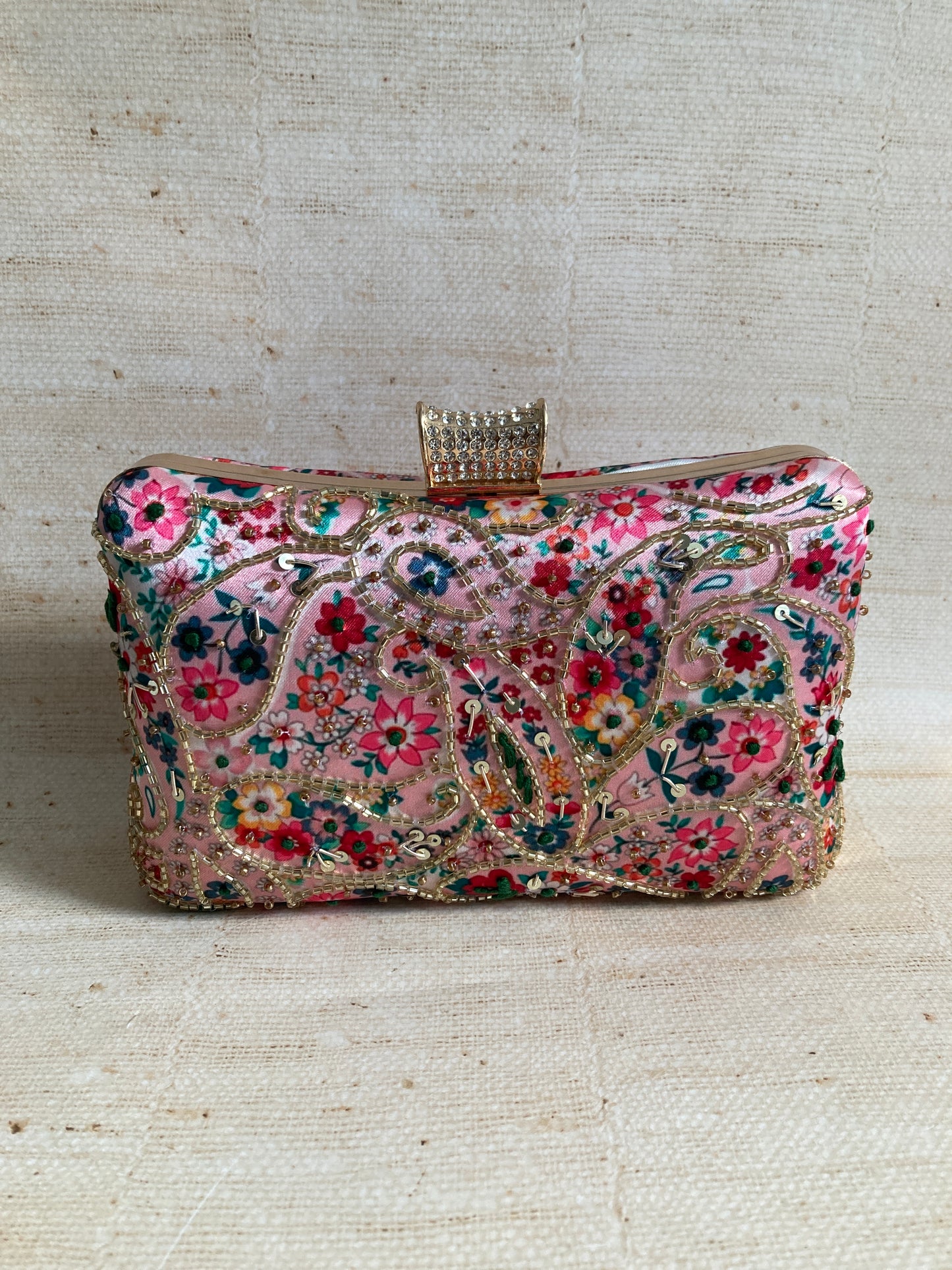 Rosalie Floral Rectangular Clutch (ST1005) (Pink Multicoloured)