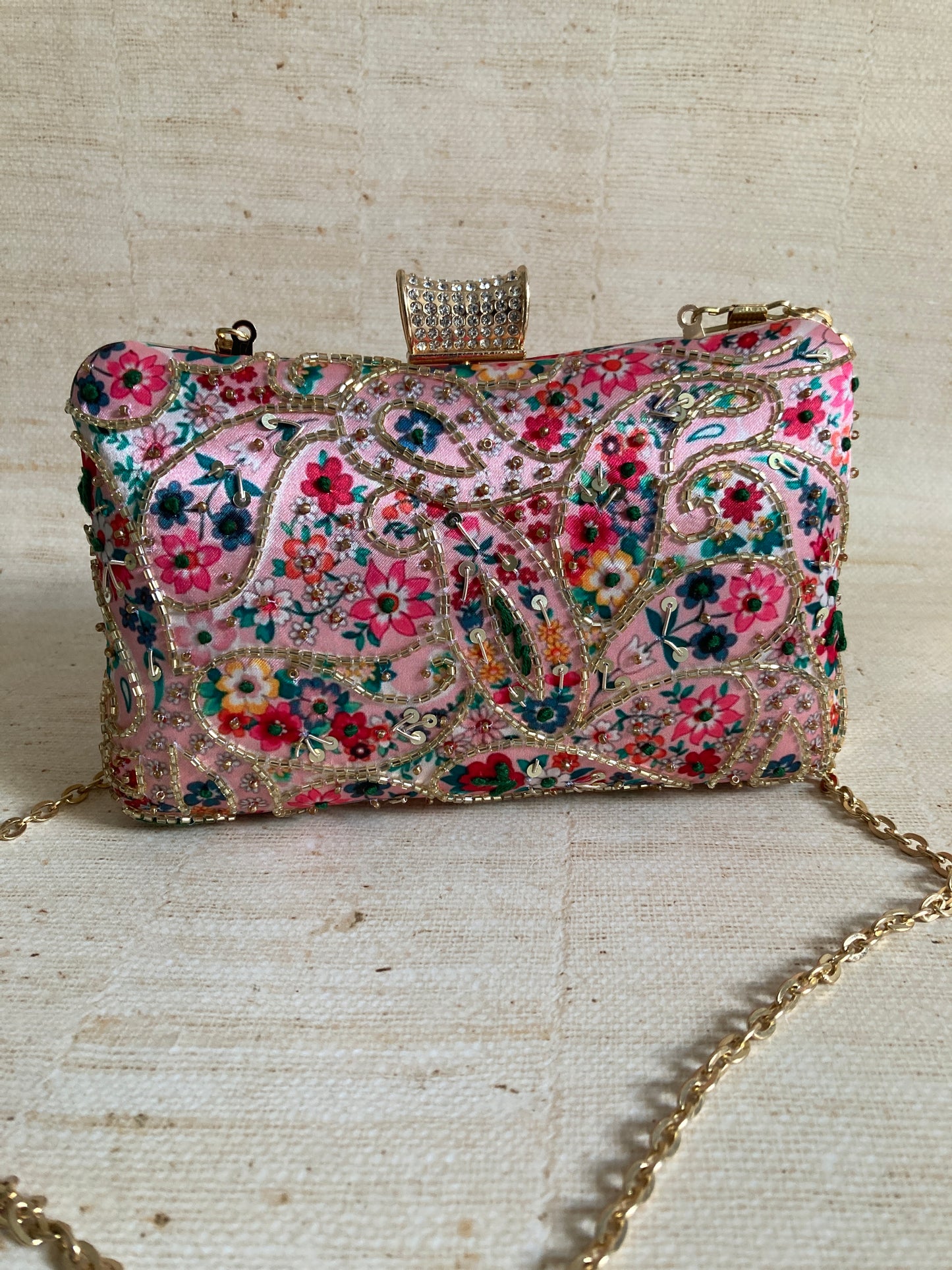 Rosalie Floral Rectangular Clutch (ST1005) (Pink Multicoloured)