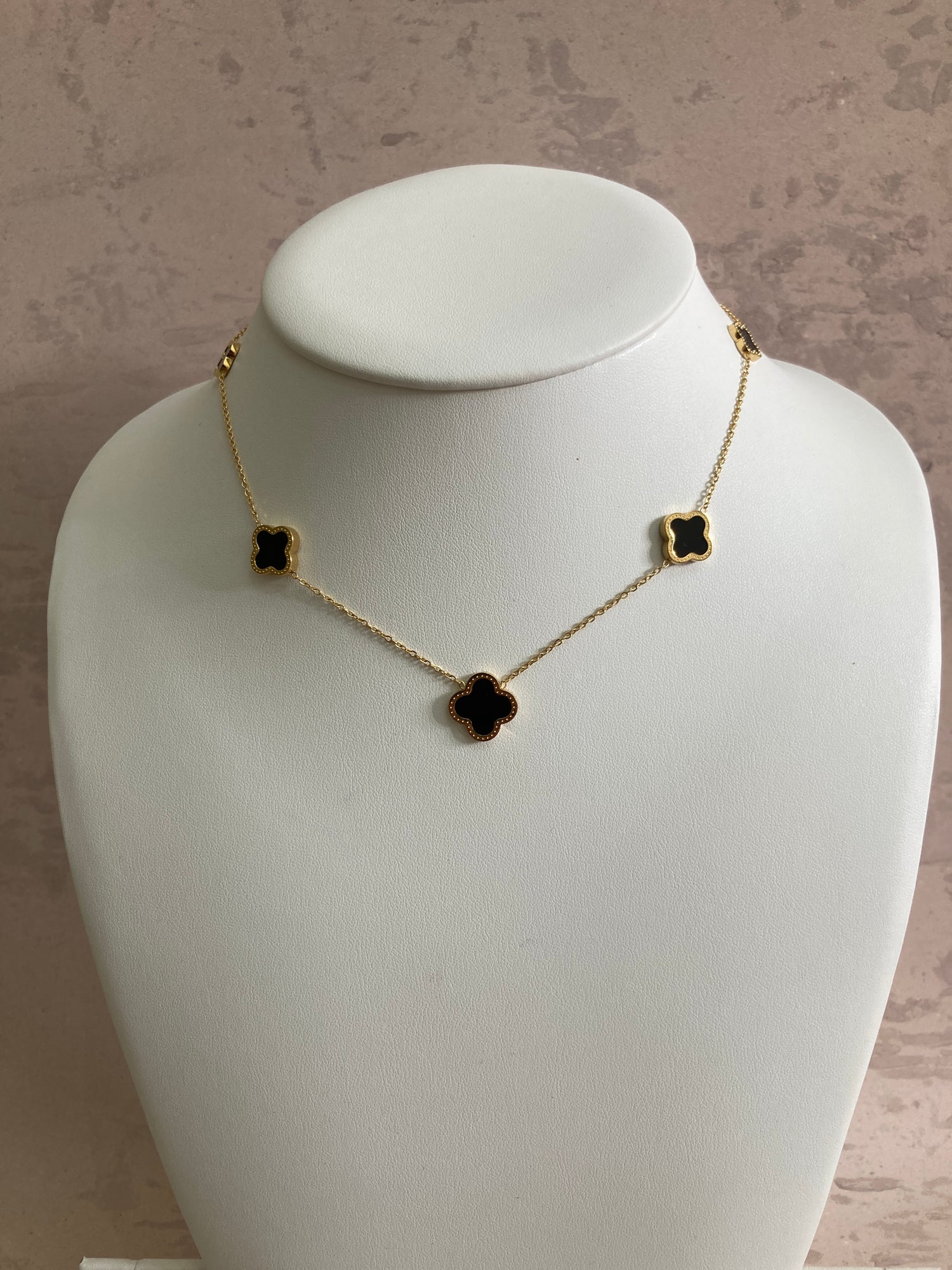 18k 4 Leaf Black Clover Necklace