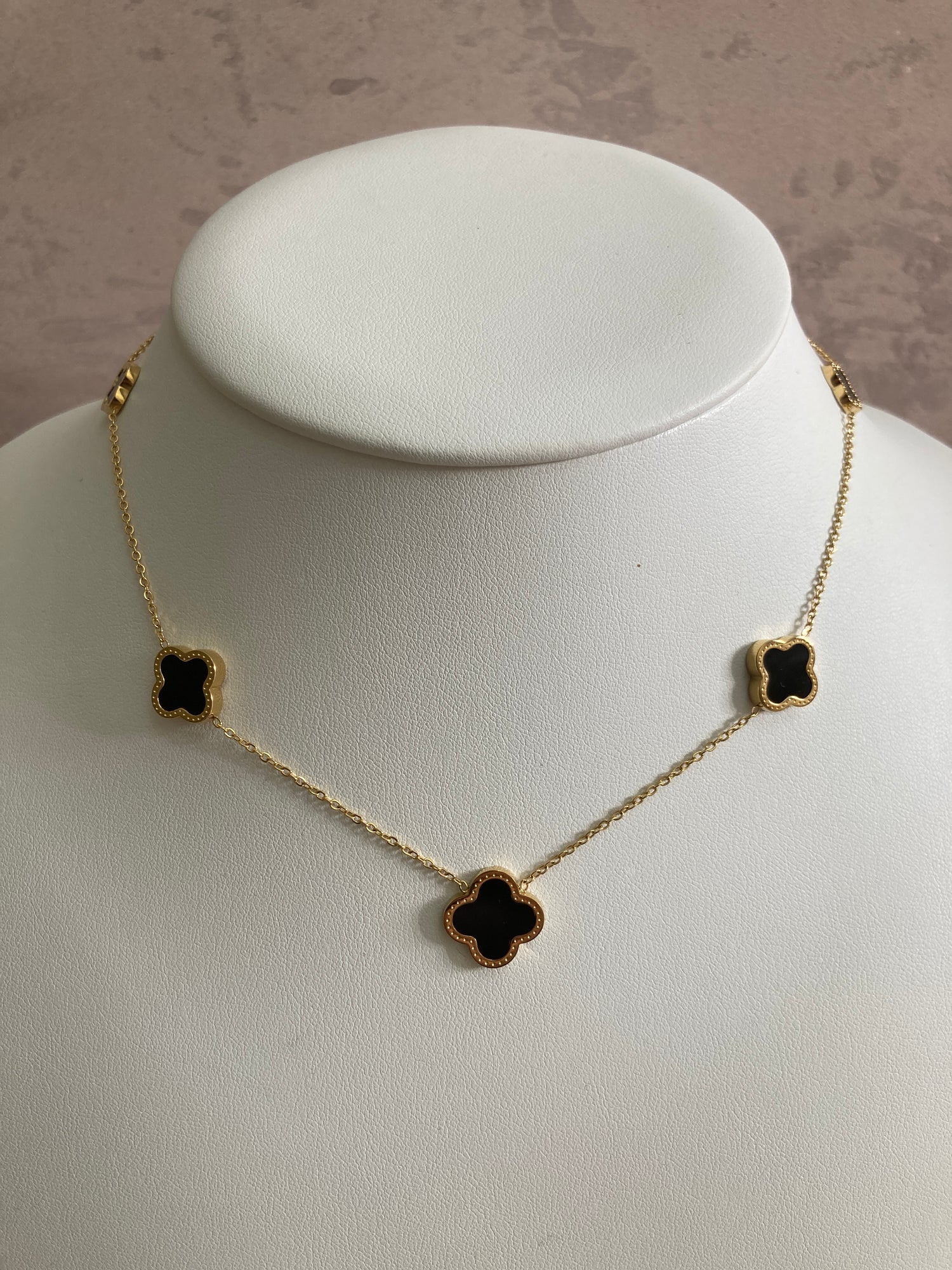 18k 4 Leaf Black Clover Necklace