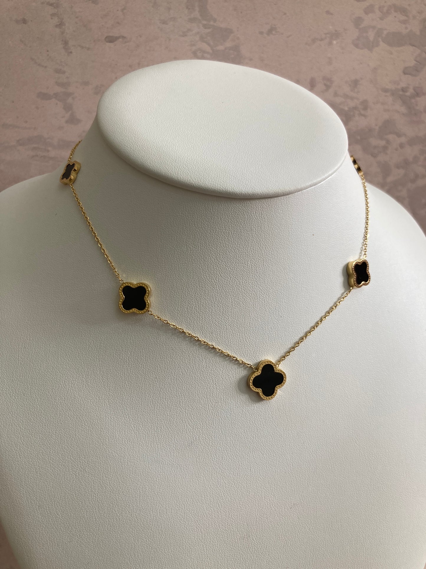 18k 4 Leaf Black Clover Necklace