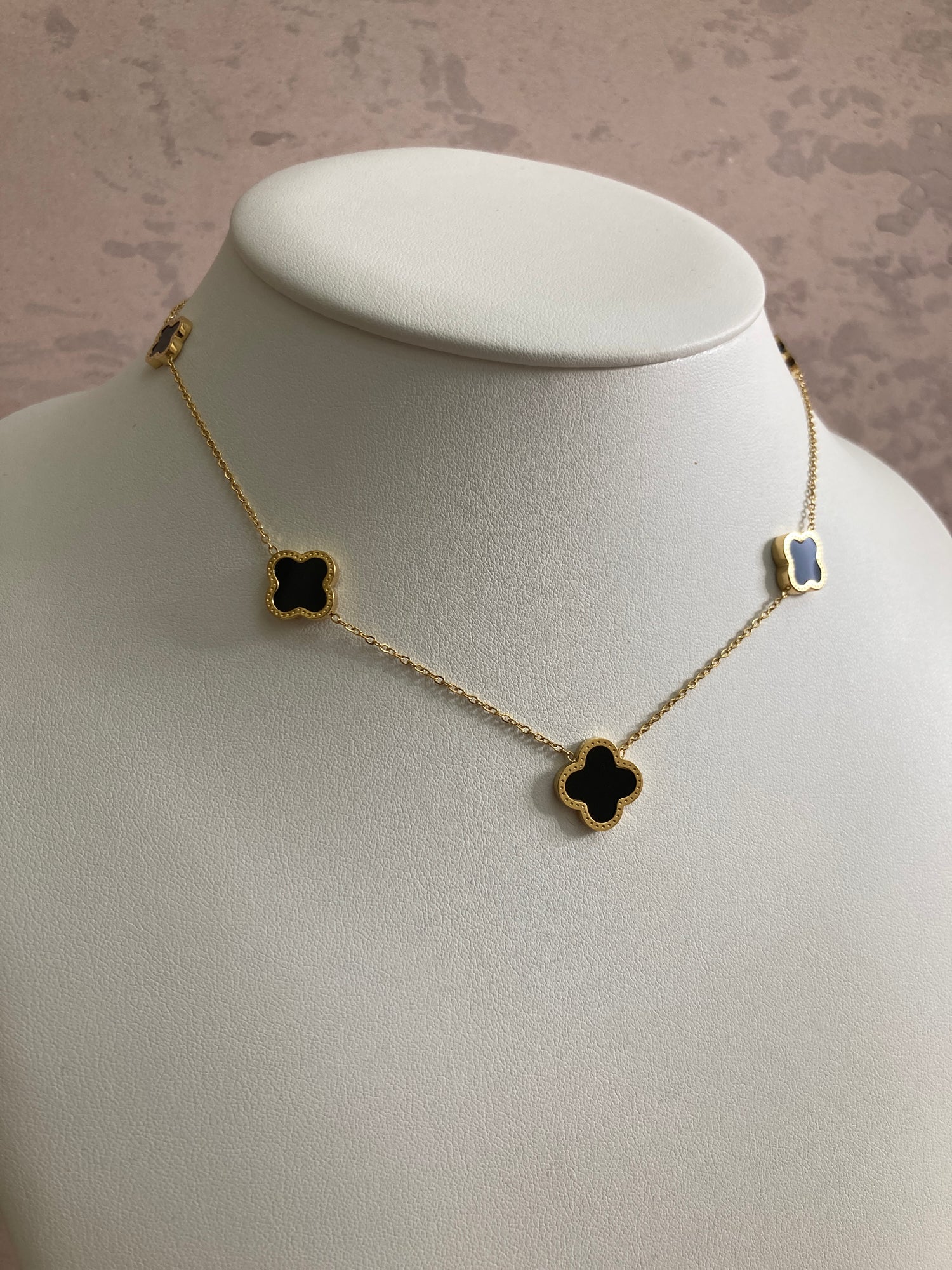 18k 4 Leaf Black Clover Necklace