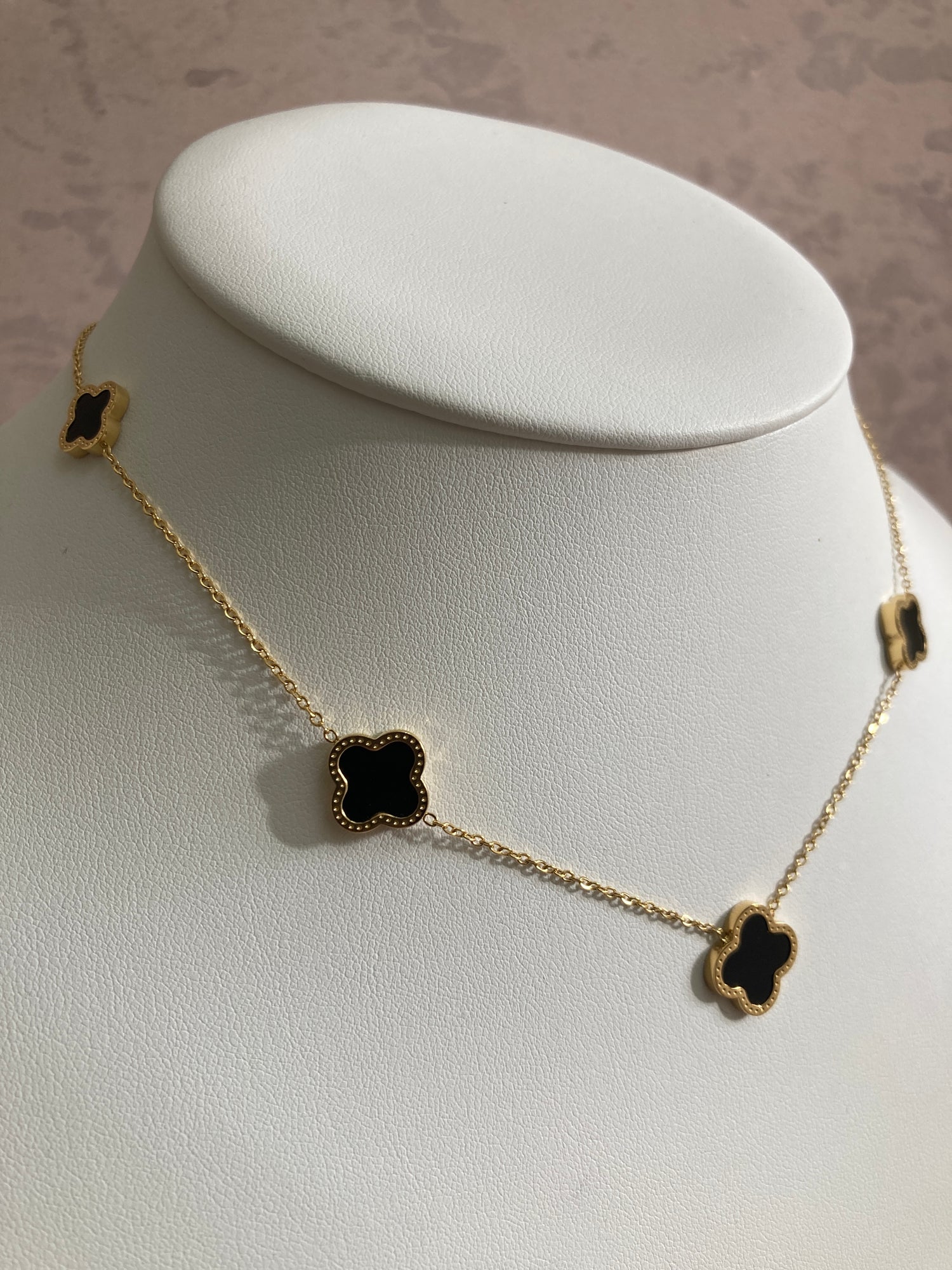 18k 4 Leaf Black Clover Necklace