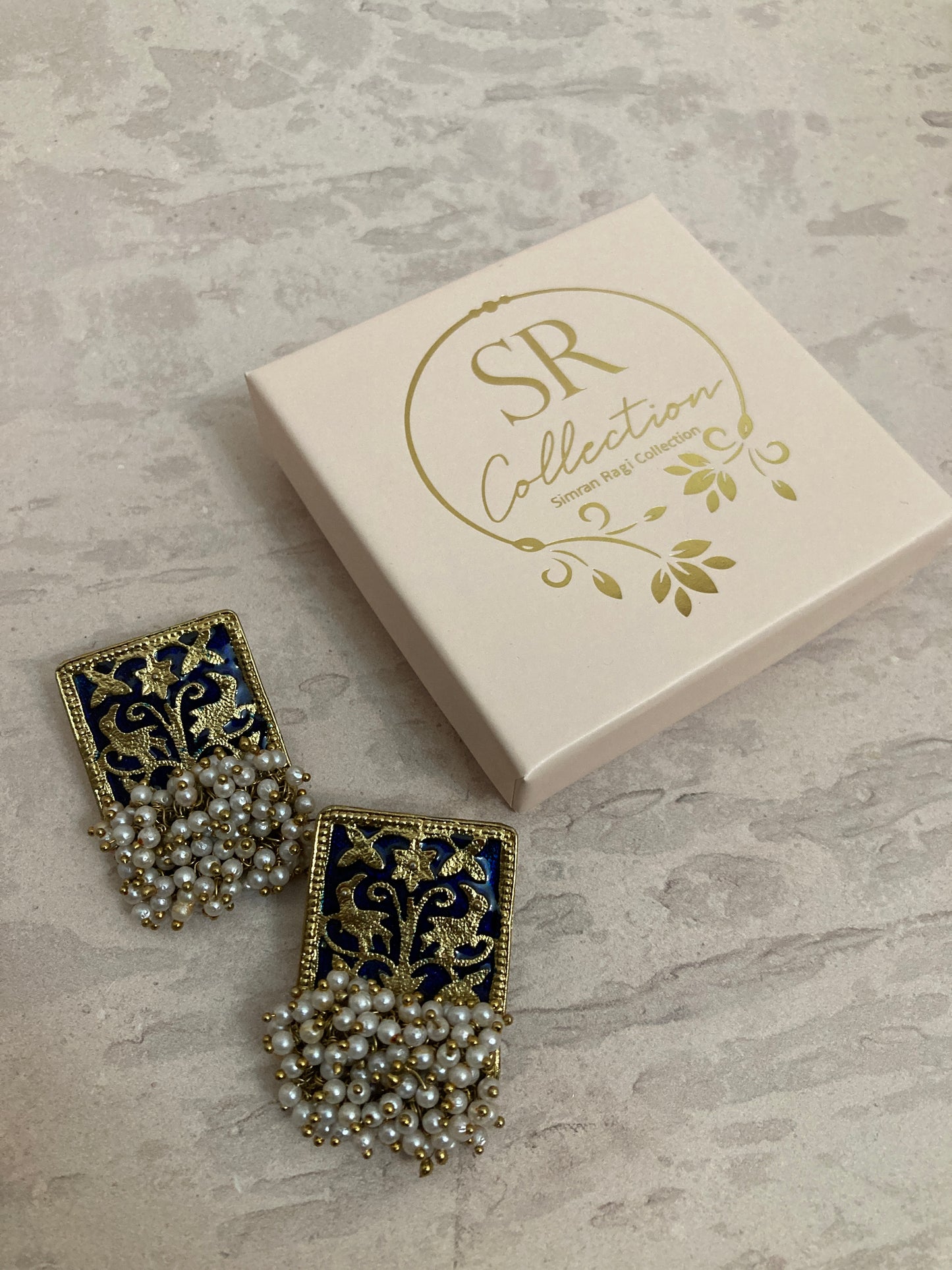 Mahira Meenakari Earrings (Navy) (ST718)