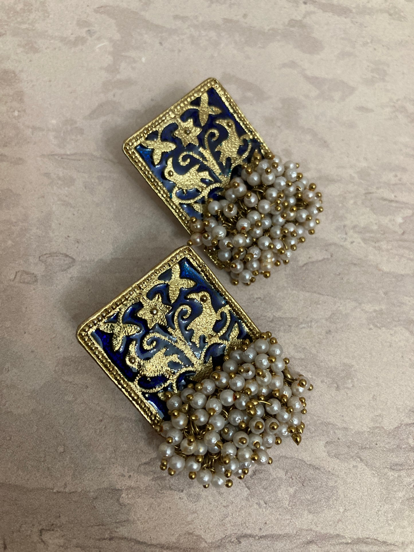 Mahira Meenakari Earrings (Navy) (ST718)