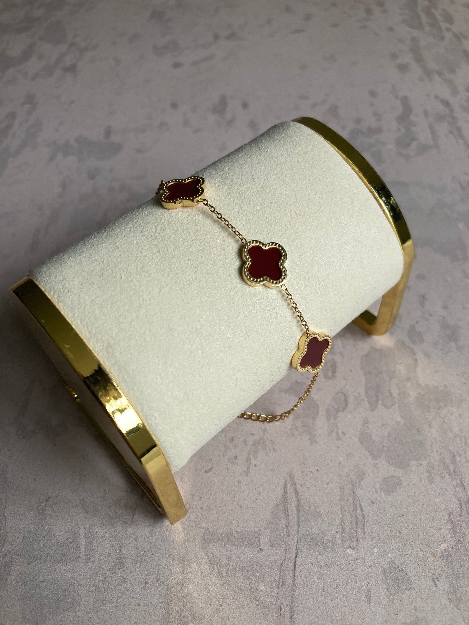 Buy Gold Maroon Adina Clover Bracelet 