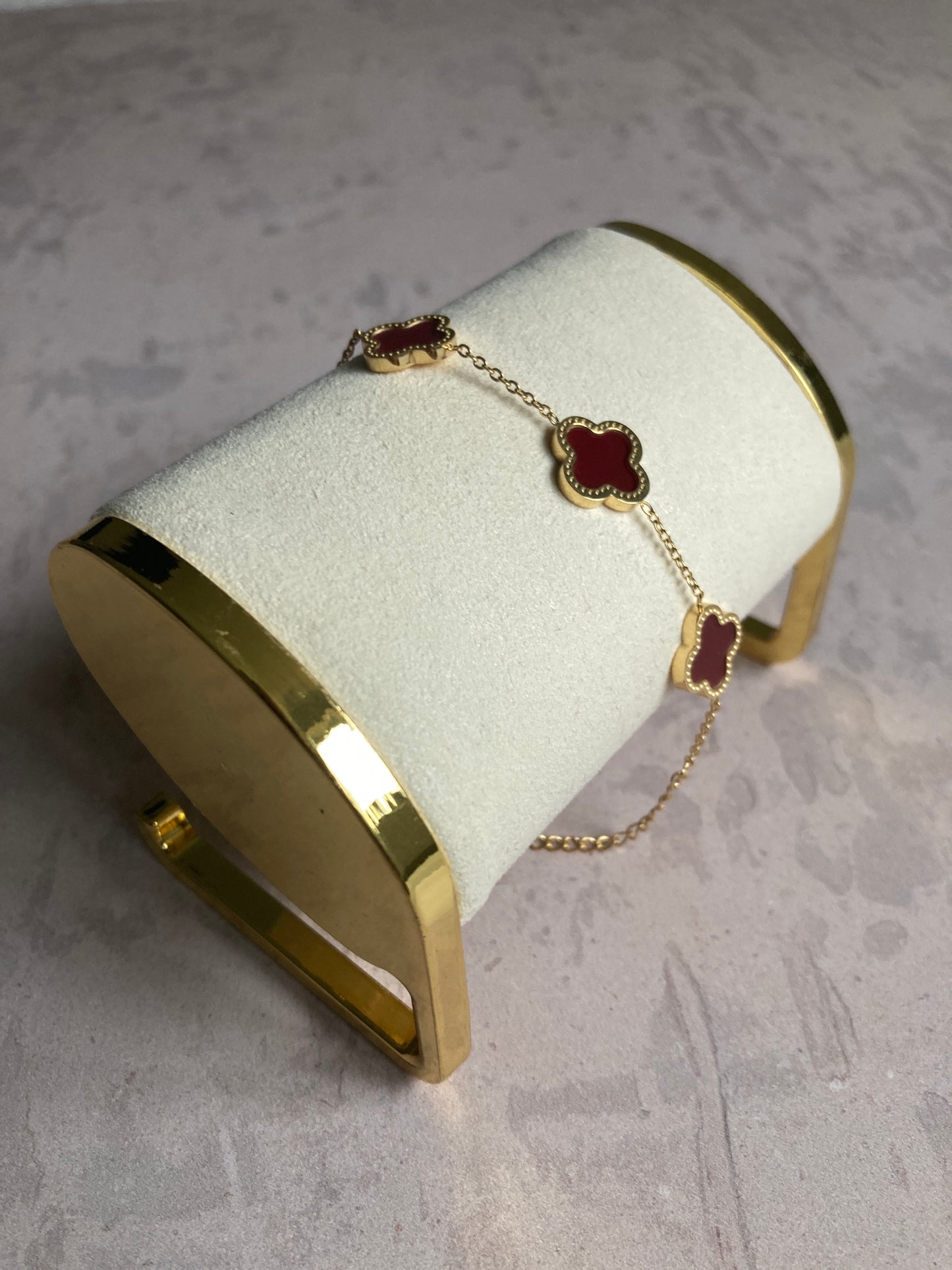 Buy Gold Maroon Adina Clover Bracelet 