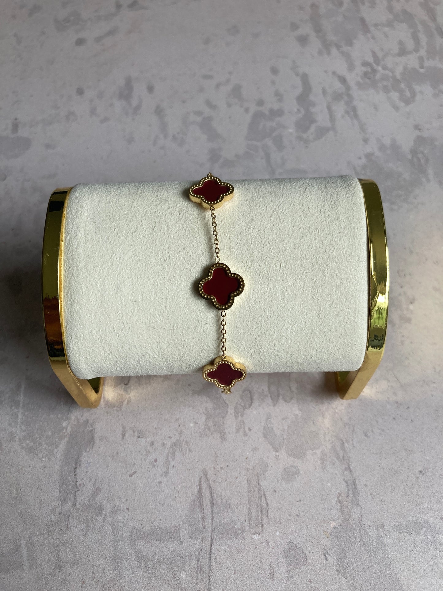 Buy Gold Maroon Adina Clover Bracelet 