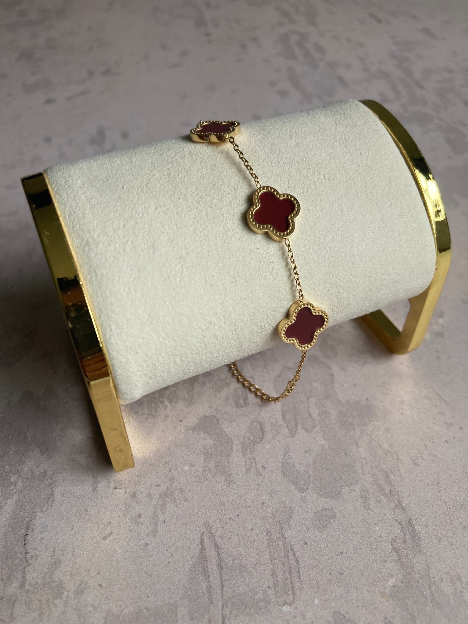 Buy Gold Maroon Adina Clover Bracelet 