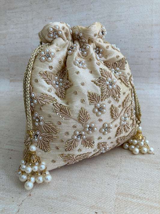 Simran Gold Pearl Potli Bag (ST810)