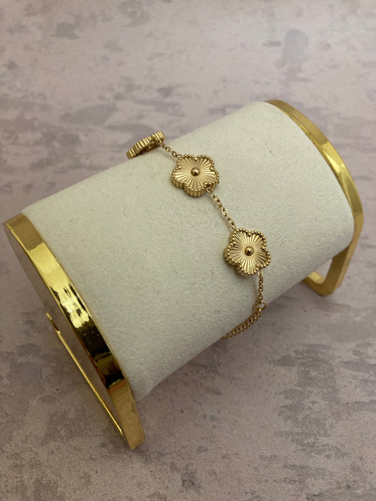 Gold 5 Leaf Clover Bracelet (ST813)