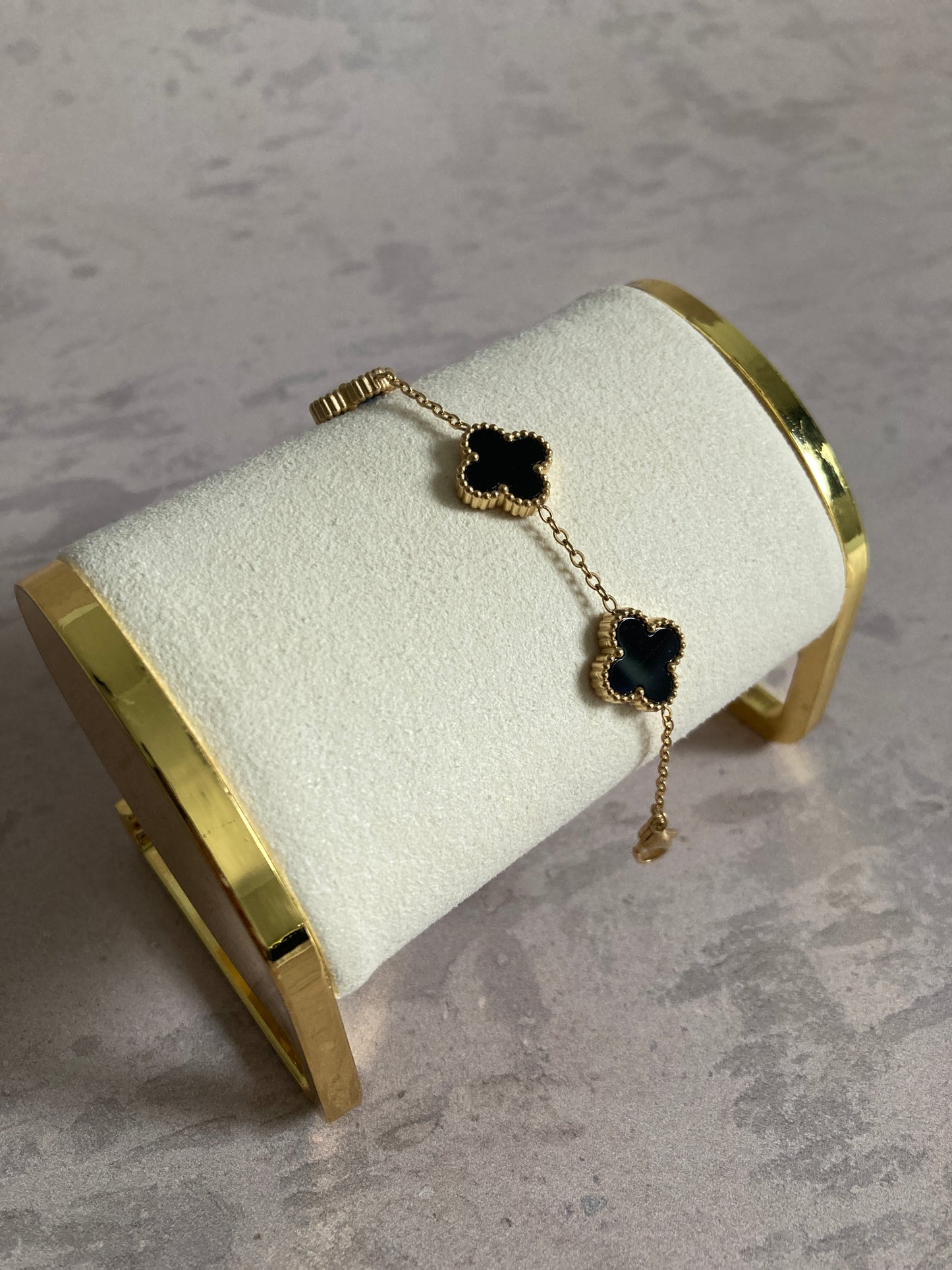 Buy Adina Gold Black Clover Bracelet