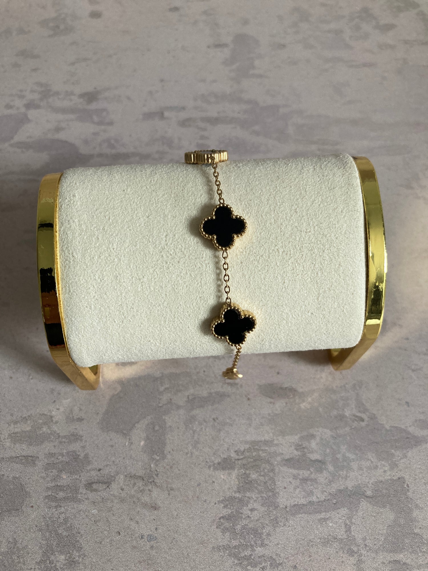 Buy Adina Gold Black Clover Bracelet