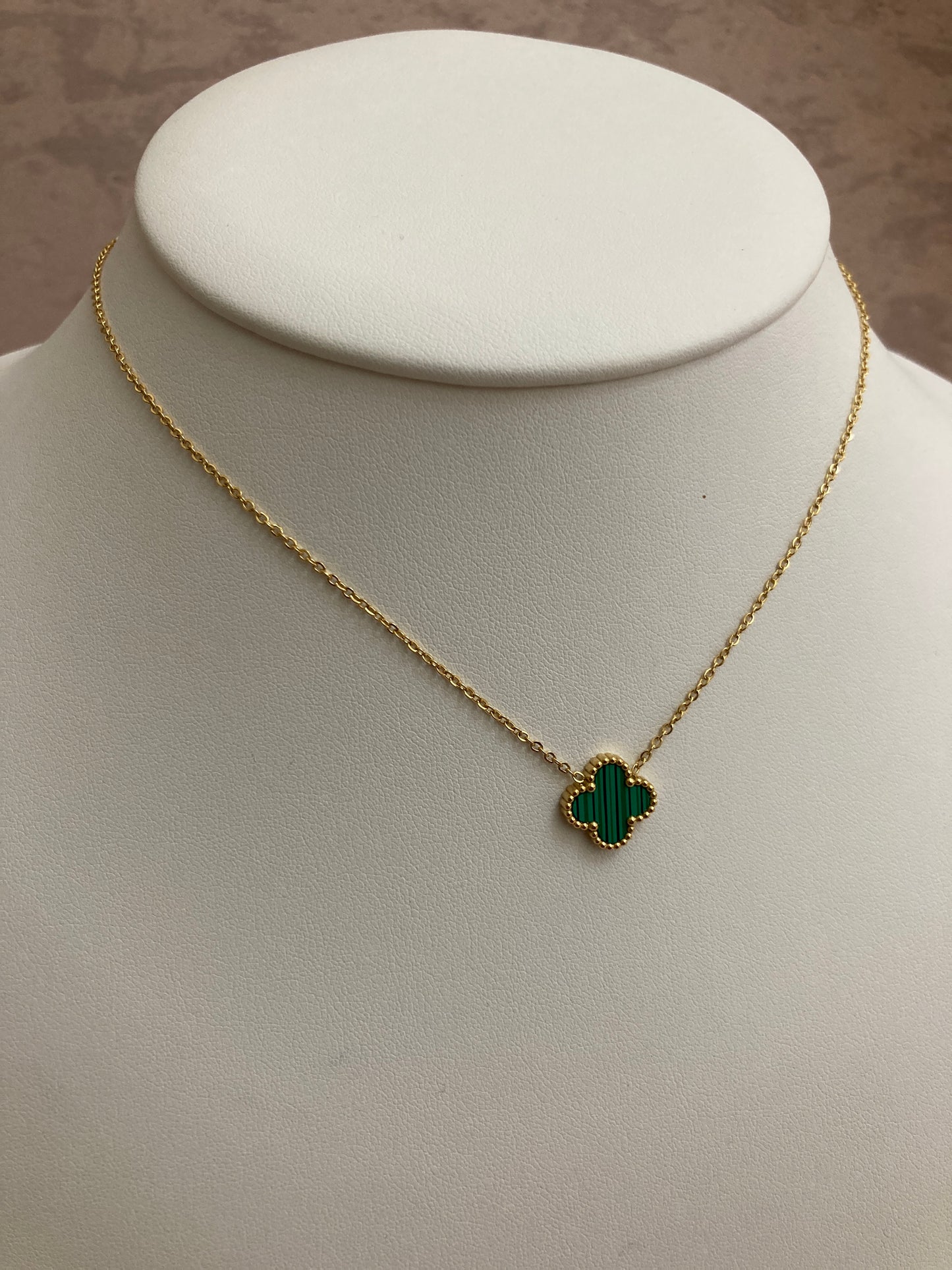 Gold Plated Emerald Gold Single Clover Necklace (ST830)