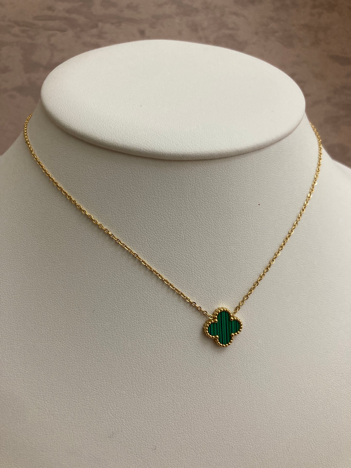 Gold Plated Emerald Gold Single Clover Necklace (ST830)