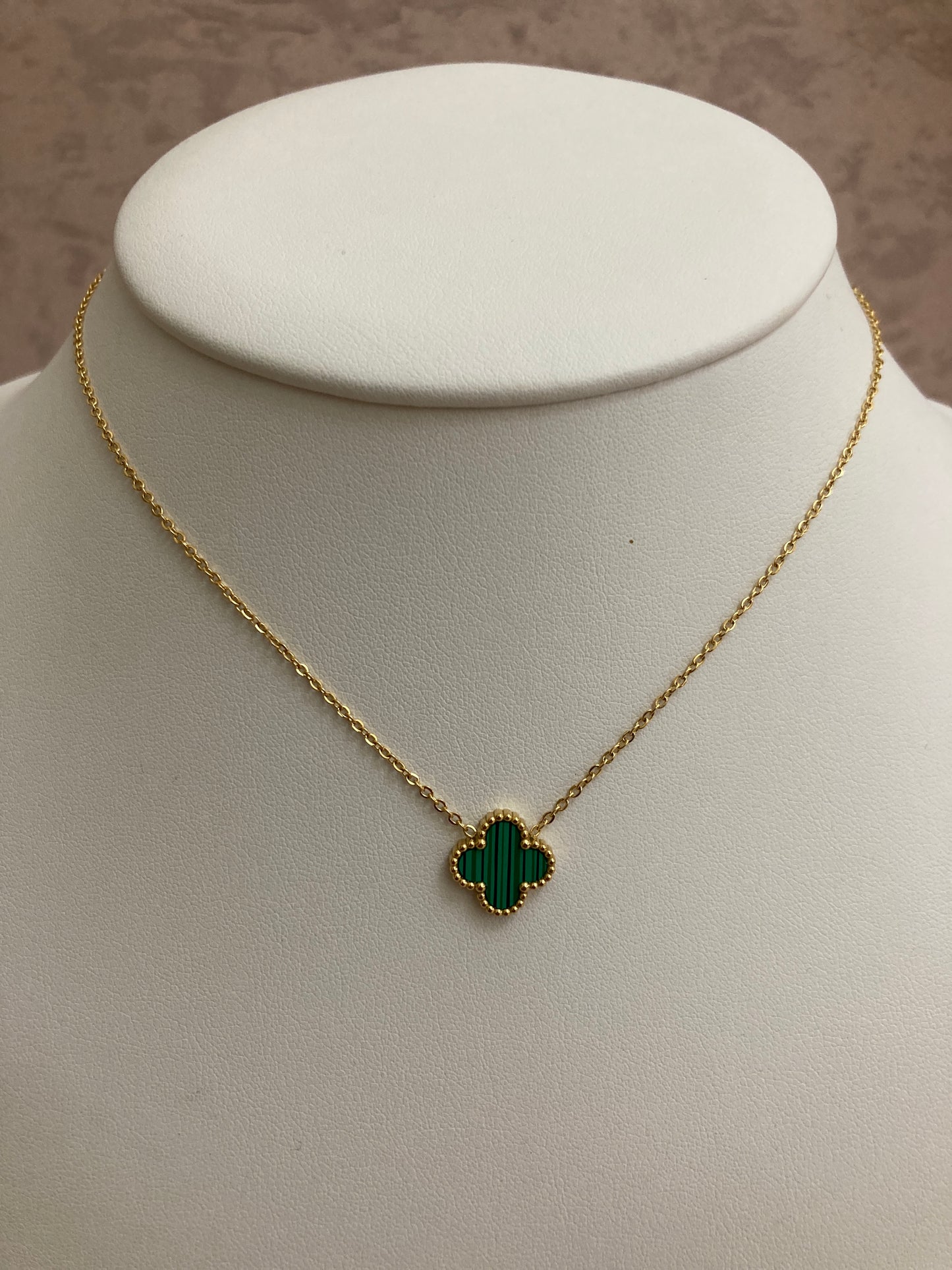 Gold Plated Emerald Gold Single Clover Necklace (ST830)