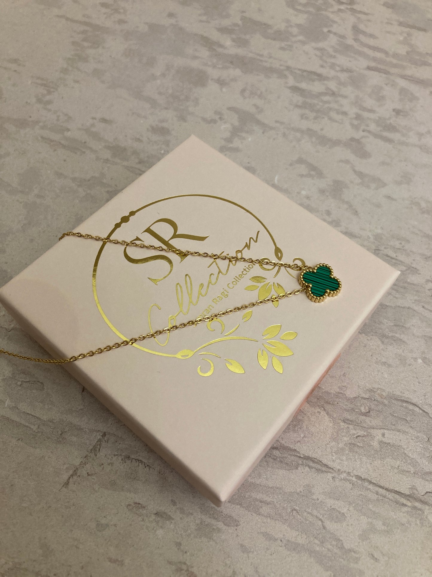 Gold Plated Emerald Gold Single Clover Necklace (ST830)