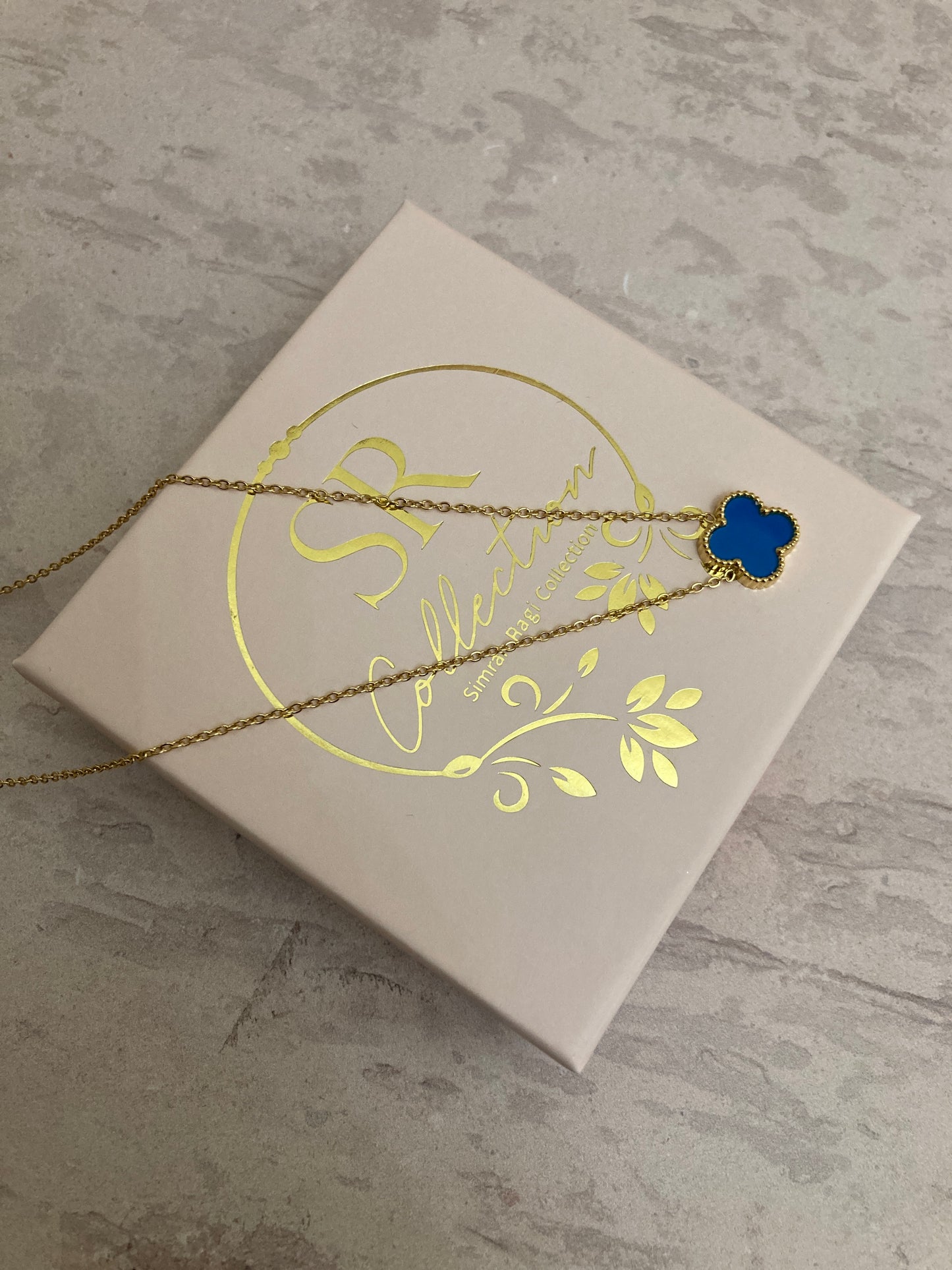 Gold Plated Blue Gold Single Clover Necklace (ST830)