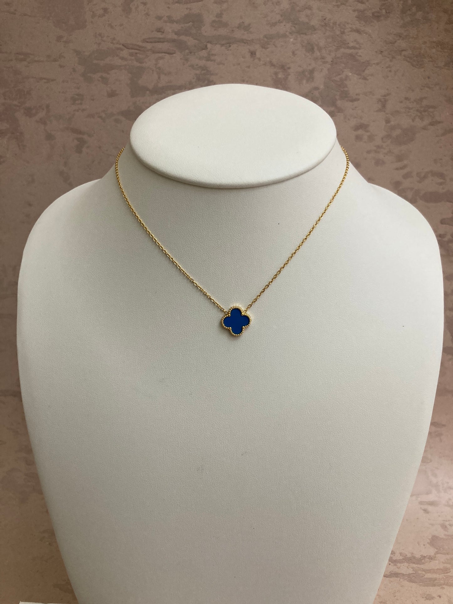 Gold Plated Blue Gold Single Clover Necklace (ST830)
